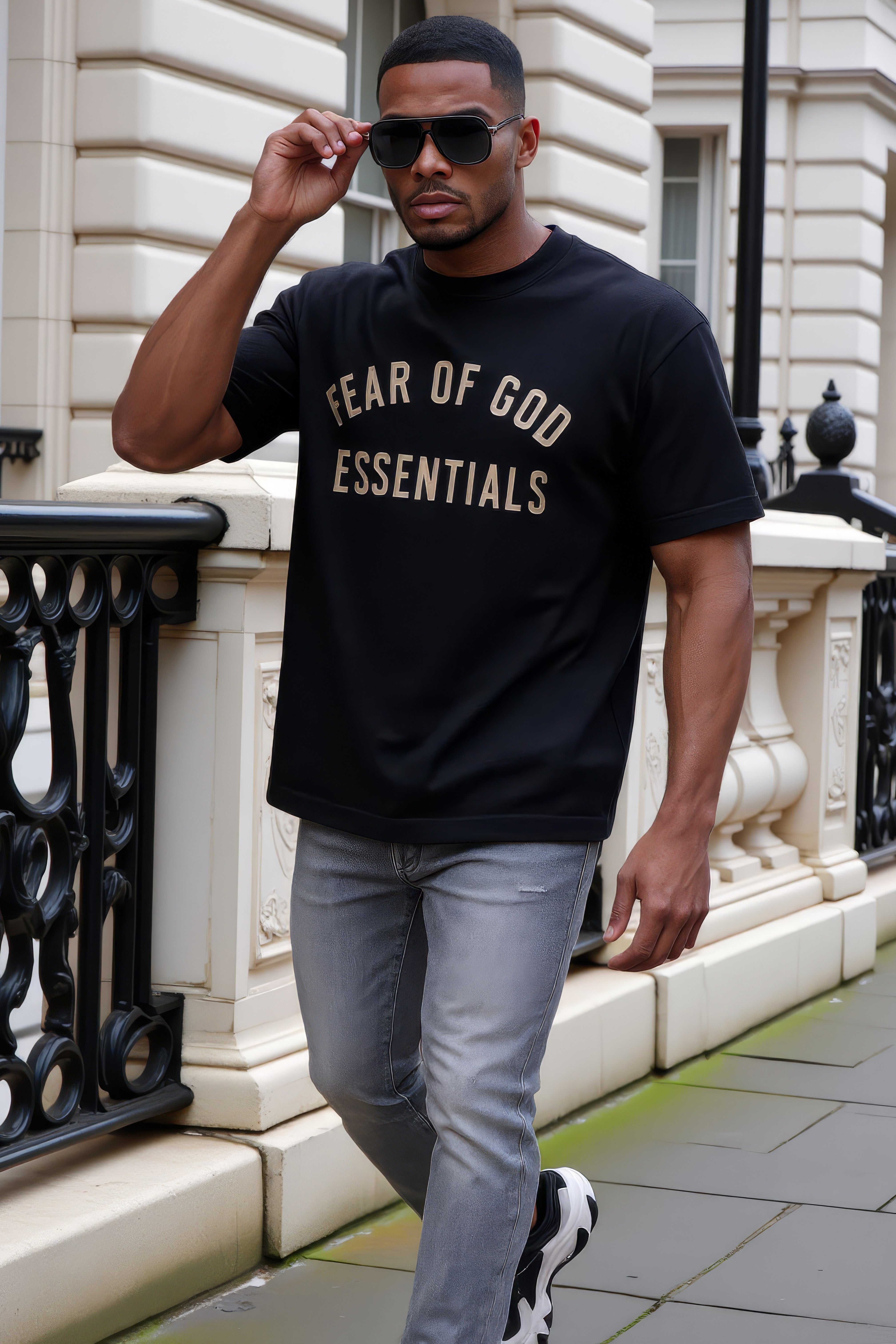 LUXURY HUB FEAR OF GOD ESSENTIALS JERSEY CREWNECK TEE