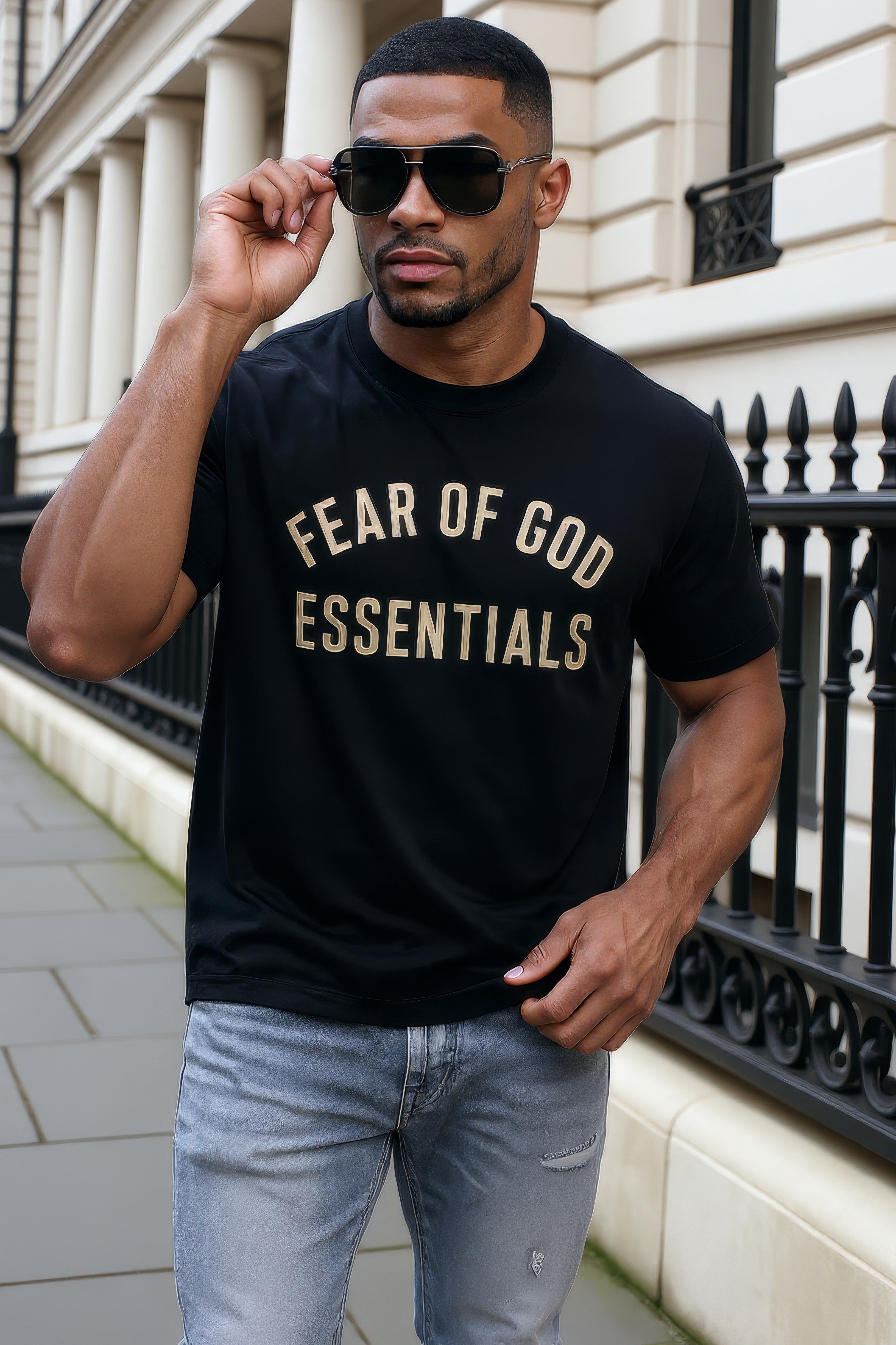 LUXURY HUB FEAR OF GOD ESSENTIALS JERSEY CREWNECK TEE