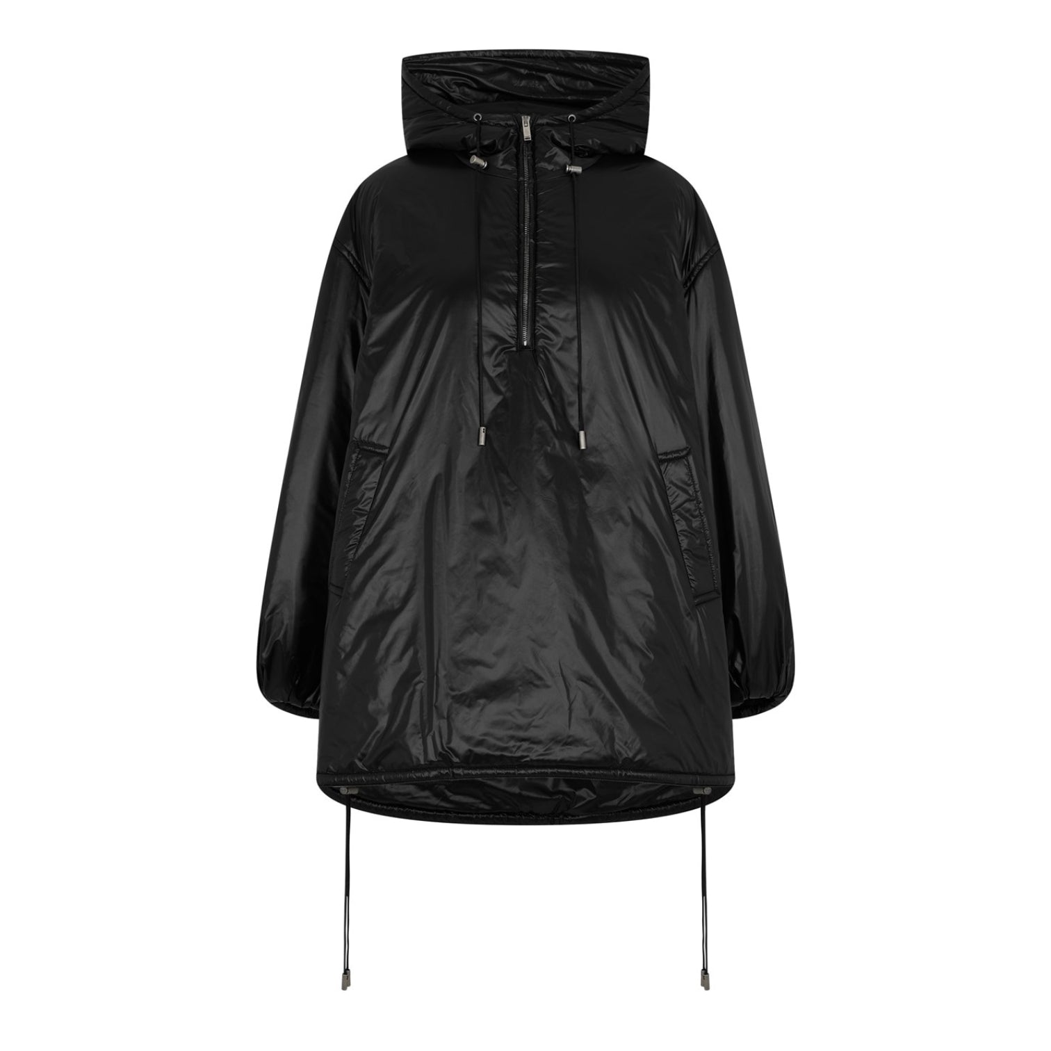 LUXURY HUB SAINT LAURENT NYLON HALF-ZIP ANORAK WITH QUILTED CASSANDRE LOGO