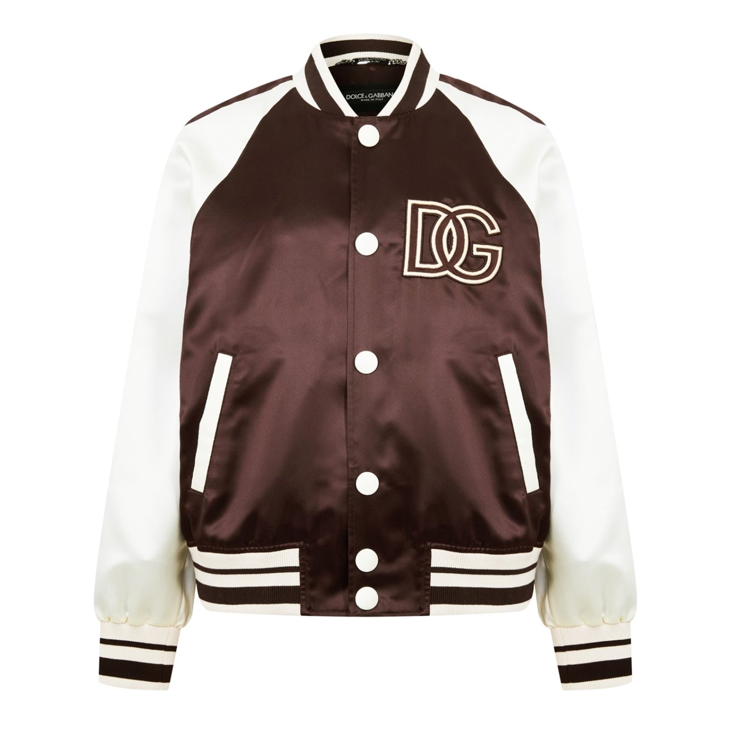 LUXURY HUB DOLCE AND GABBANA LOGO SATIN BOMBER JACKET