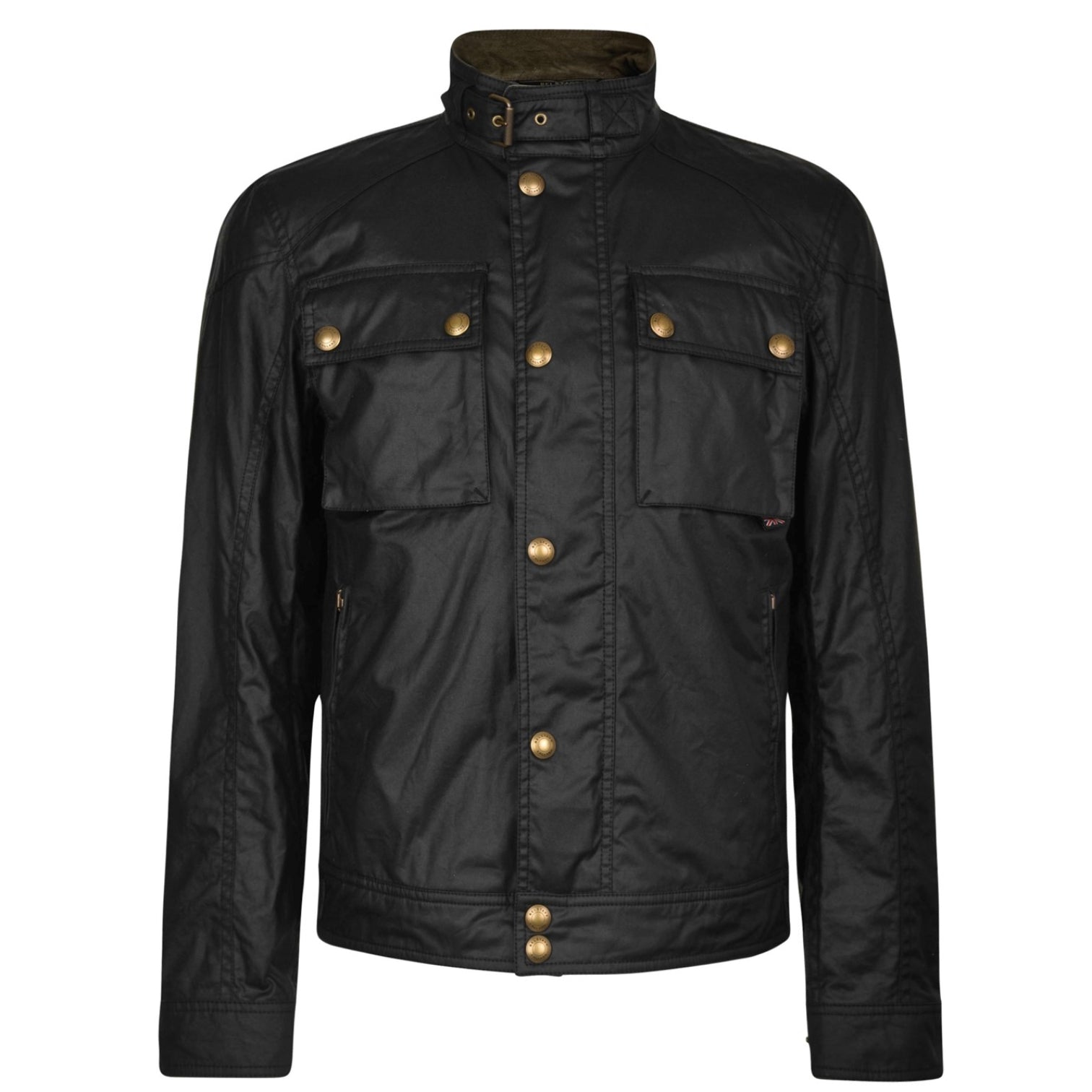 LUXURY HUB BELSTAFF MEN'S RACEMASTER WAXED COTTON LONG SLEEVE FUNNEL NECK WAX JACKET