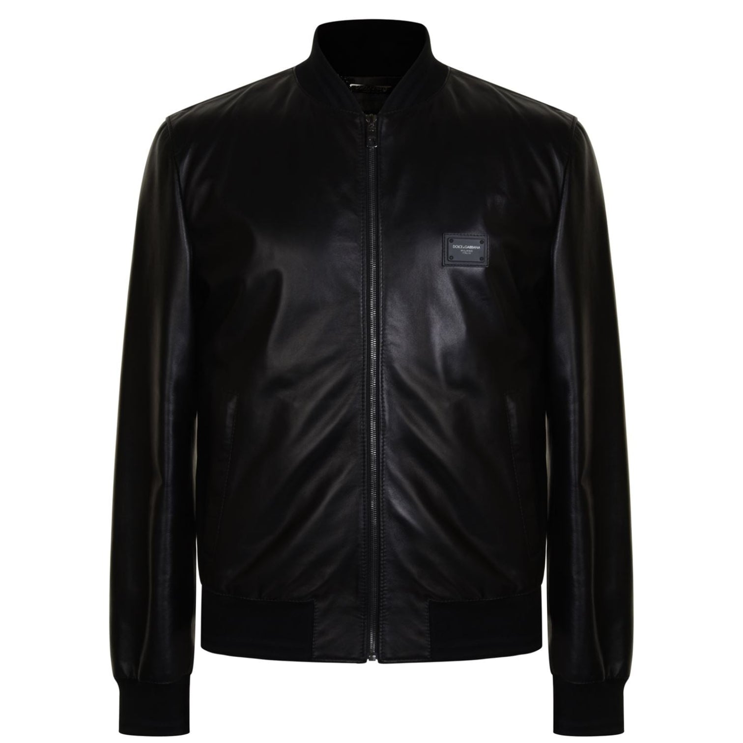 LUXURY HUB  DOLCE AND GABBANA LEATHER BOMBER JACKET