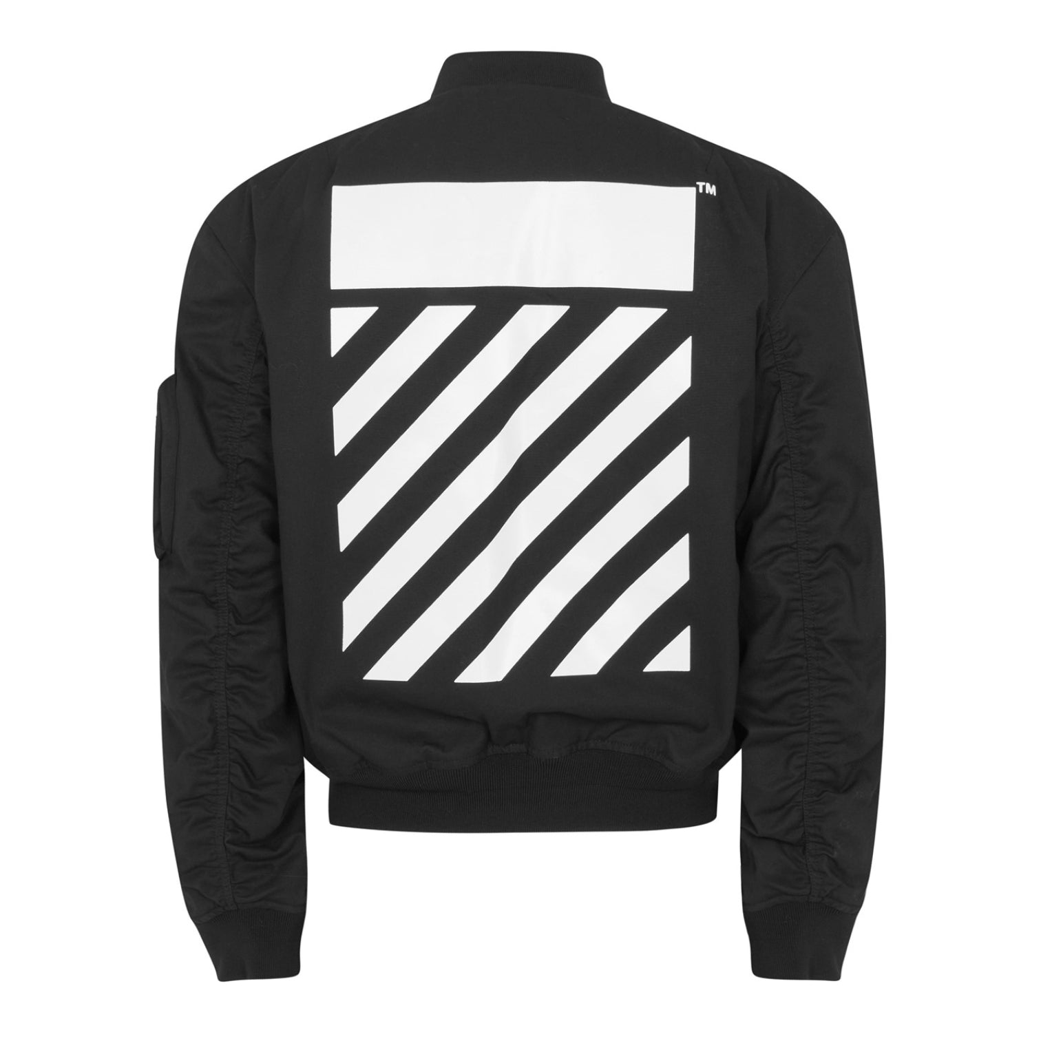 LUXURY HUB OFF WHITE DIAGONAL TAB BOMBER JACKET