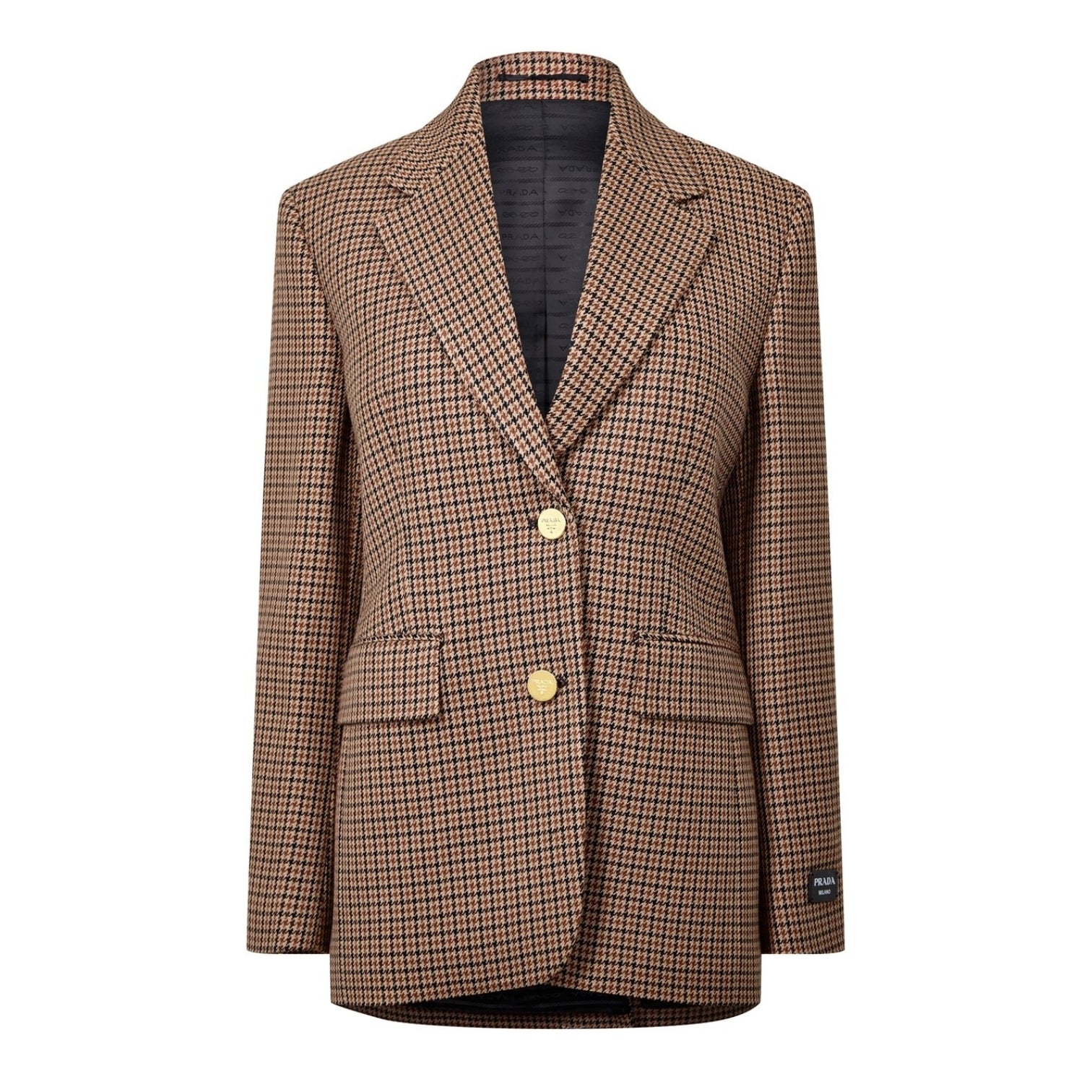 LUXURY HUB PRADA SINGLE-BREASTED HOUNDSTOOTH JACKET