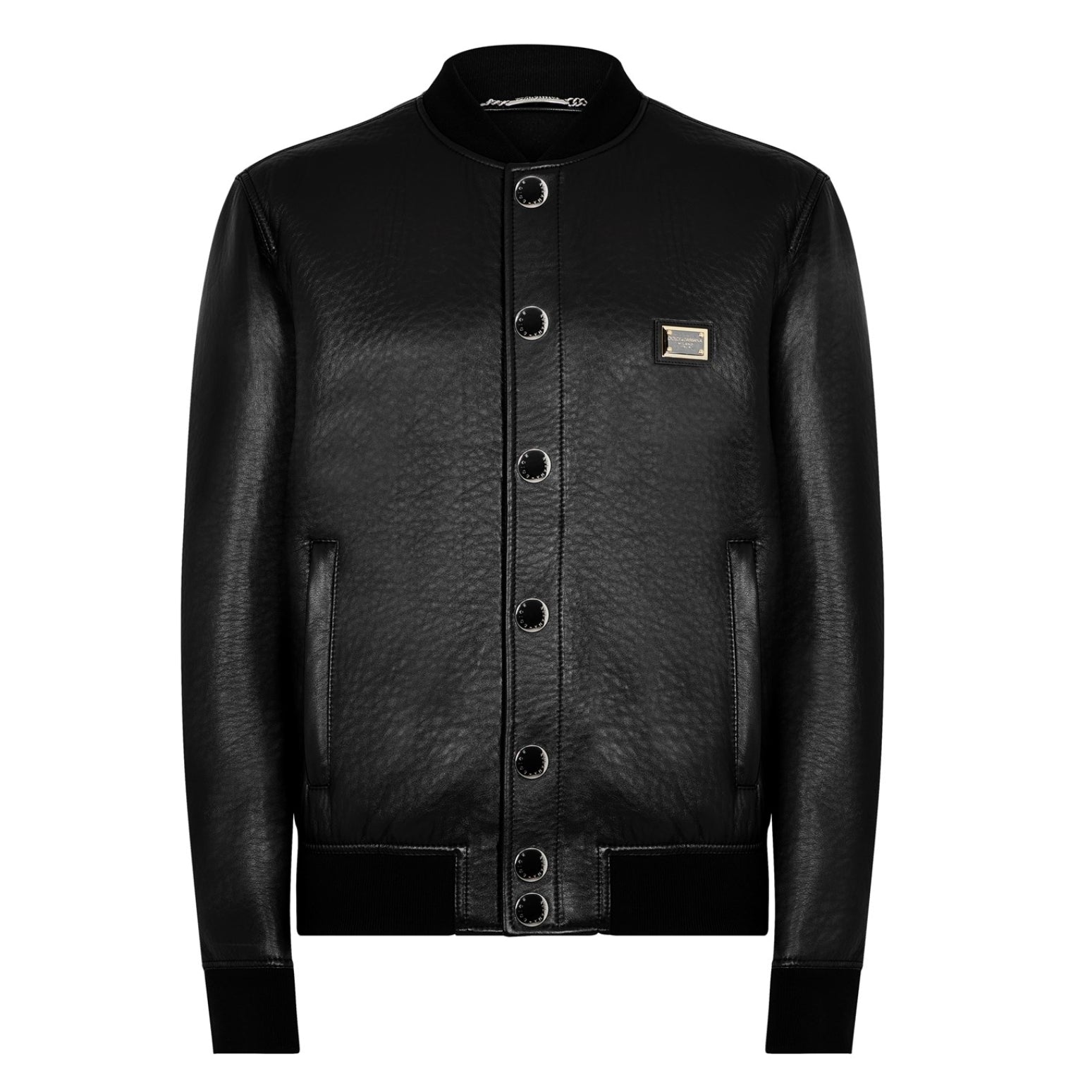 LUXURY HUB  DOLCE AND GABBANA LEATHER VARSITY JACKET