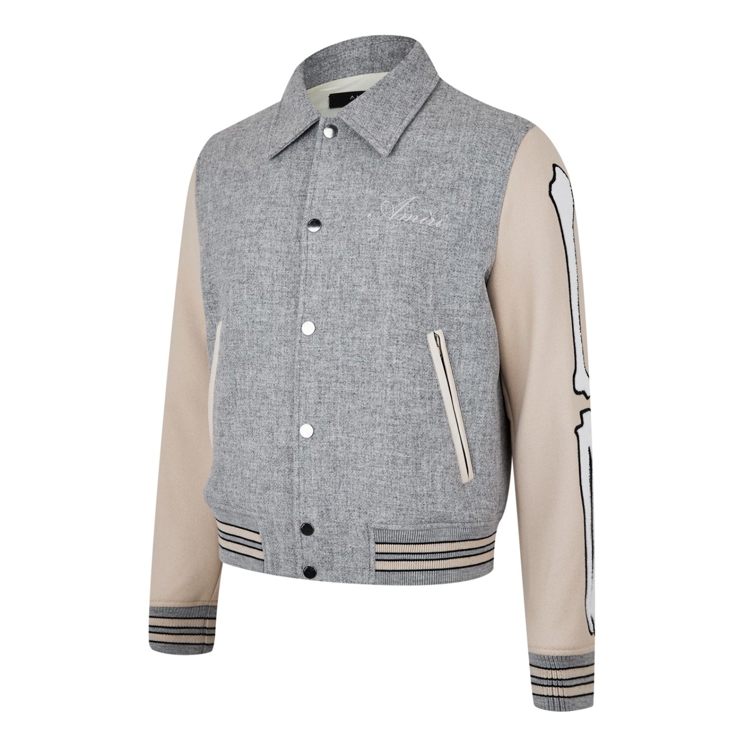 LUXURY HUB AMIRI BONES WOOL VARSITY JACKET