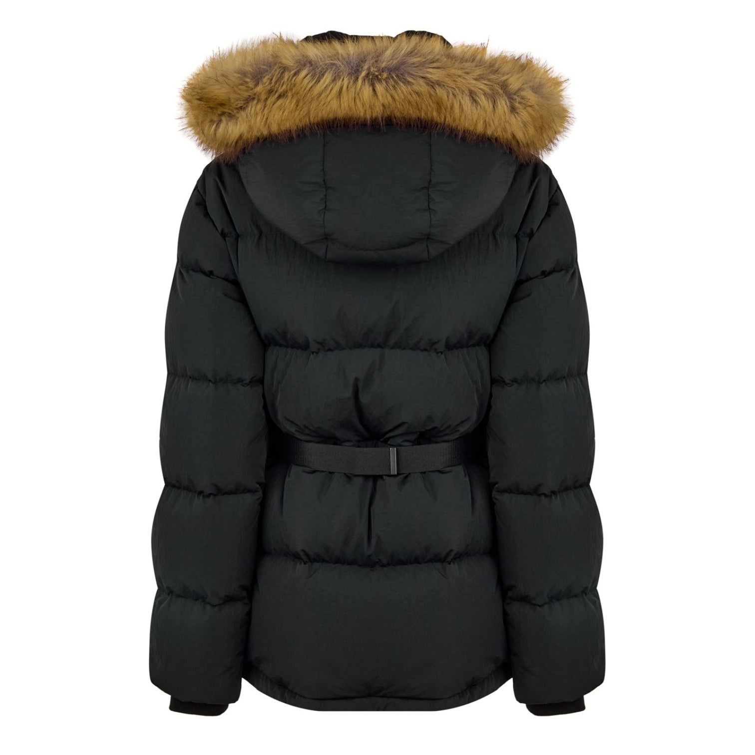 LUXURY HUB BURBERRY WOMEN'S HOODED FAUX FUR LONG SLEEVE SHORT PUFFER JACKET