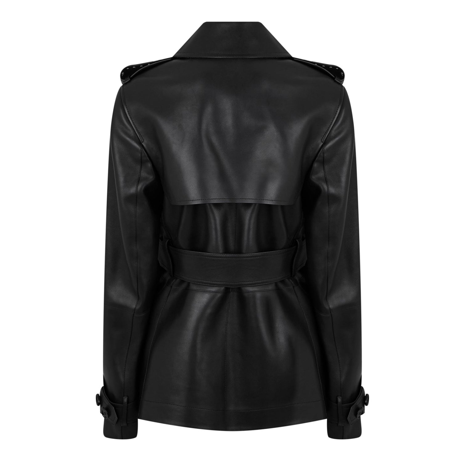 LUXURY HUB BURBERRY WOMEN'S STUDDED CALF LEATHER LONG SLEEVE SLIM FIT LEATHER JACKET