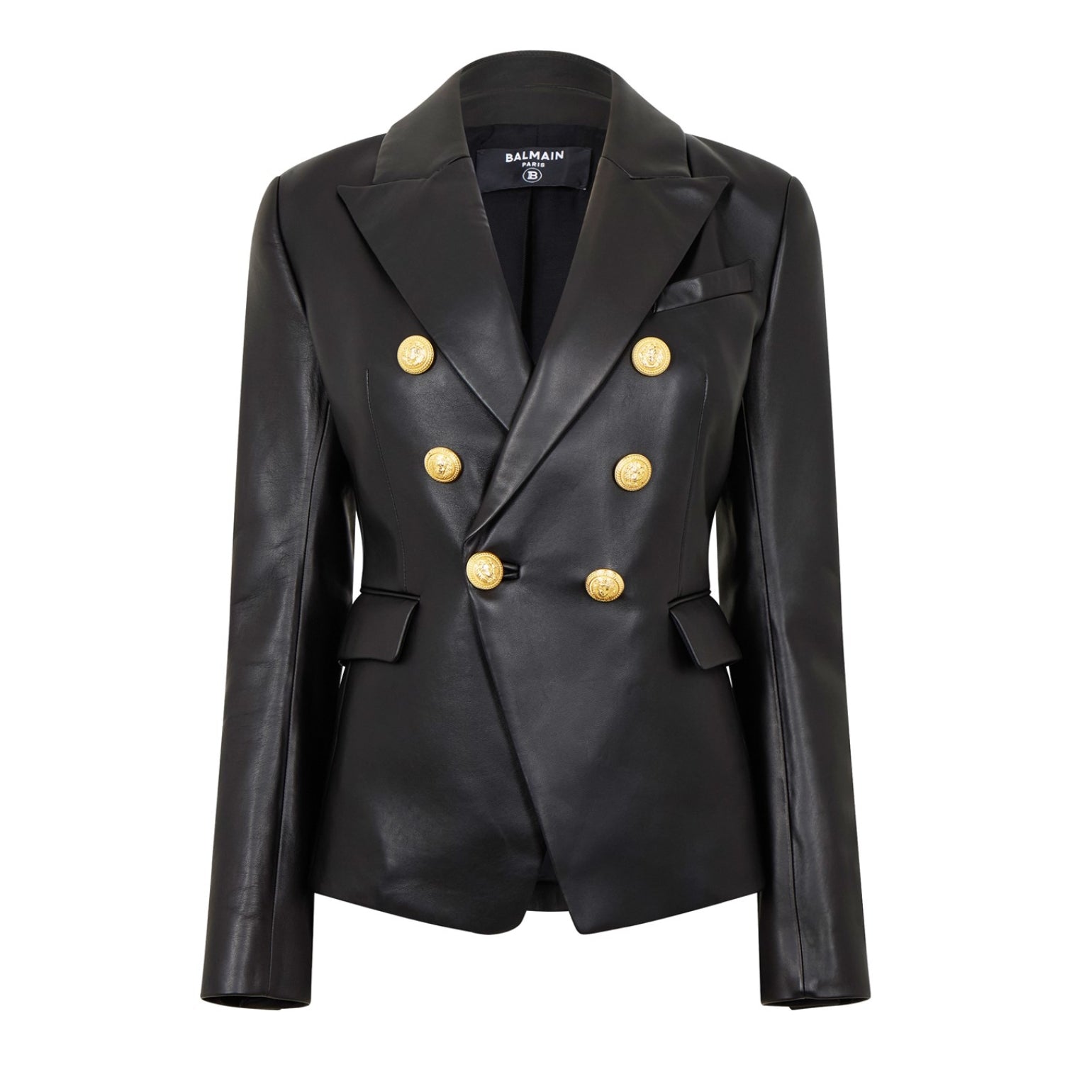 LUXURY HUB BALMAIN DOUBLE BREASTED LEATHER BLAZER