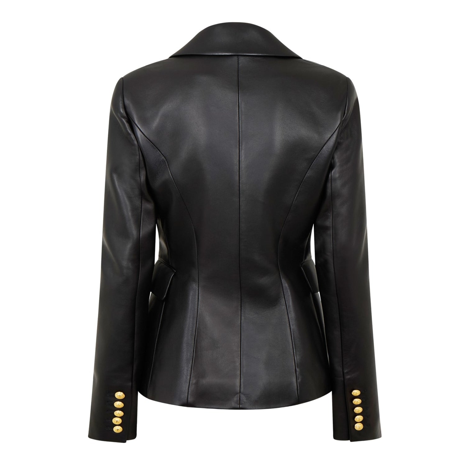 LUXURY HUB BALMAIN DOUBLE BREASTED LEATHER BLAZER