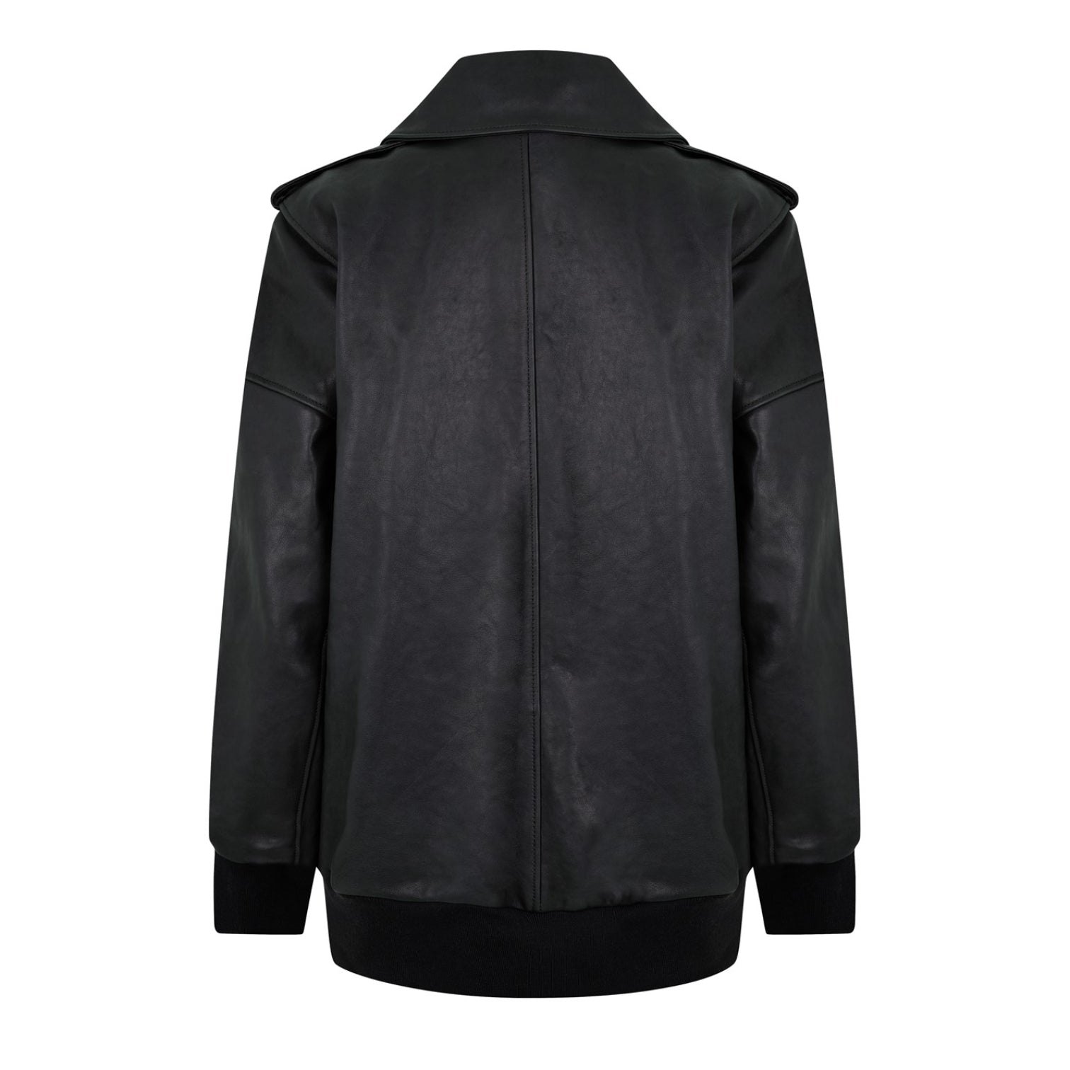 LUXURY HUB ALEXANDER MCQUEEN WOMEN'S AVIATOR BOMBER LEATHER LONG SLEEVE OVERSIZED FIT JACKET