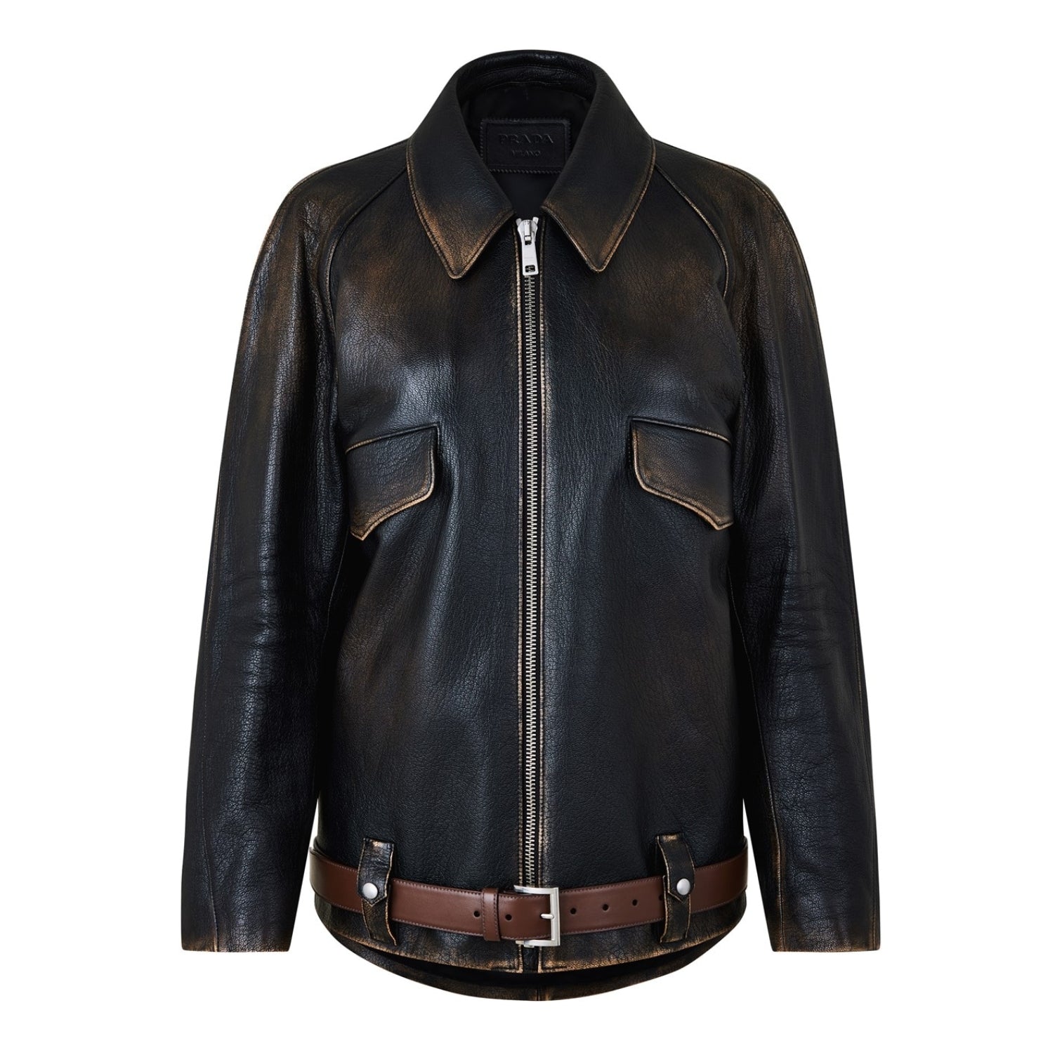 LUXURY HUB PRADA OVERSIZED LEATHER JACKET