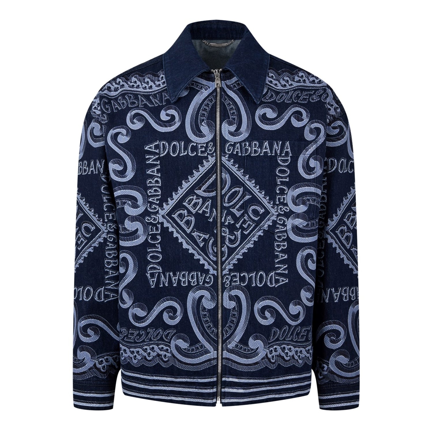 LUXURY HUB DOLCE AND GABBANA MARINA PRINT DENIM OVERSHIRT