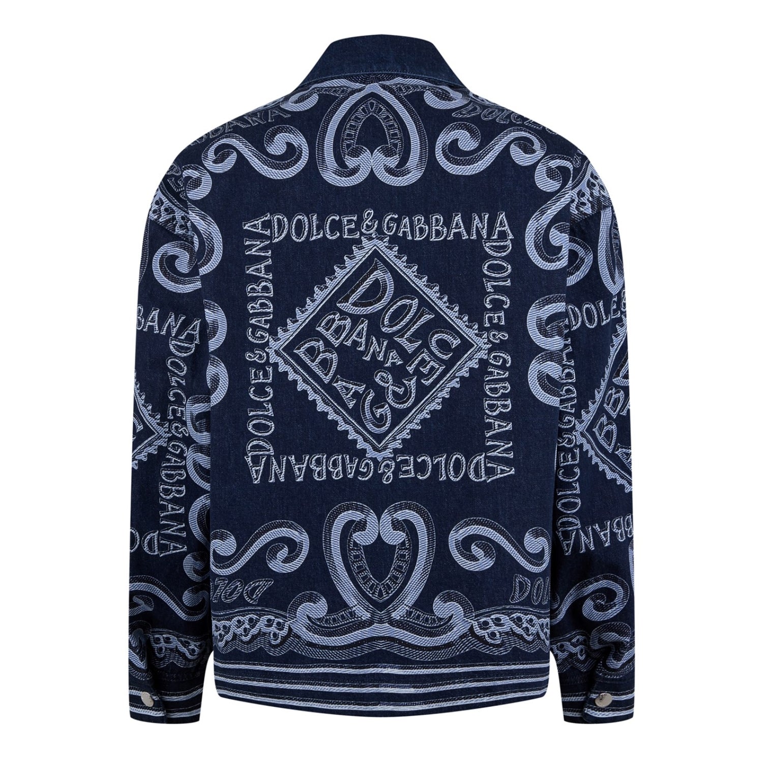 LUXURY HUB DOLCE AND GABBANA MARINA PRINT DENIM OVERSHIRT