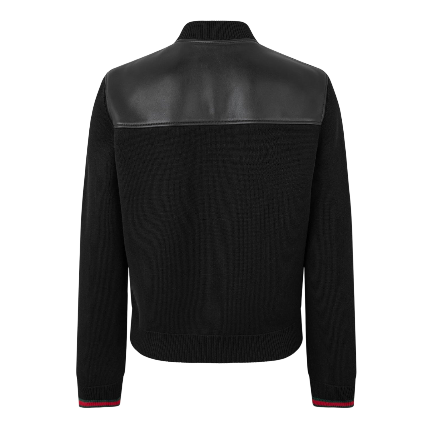 LUXURY HUB GUCCI MEN'S  NAPPA LEATHER KNIT LONG SLEEVE LEATHER JACKET