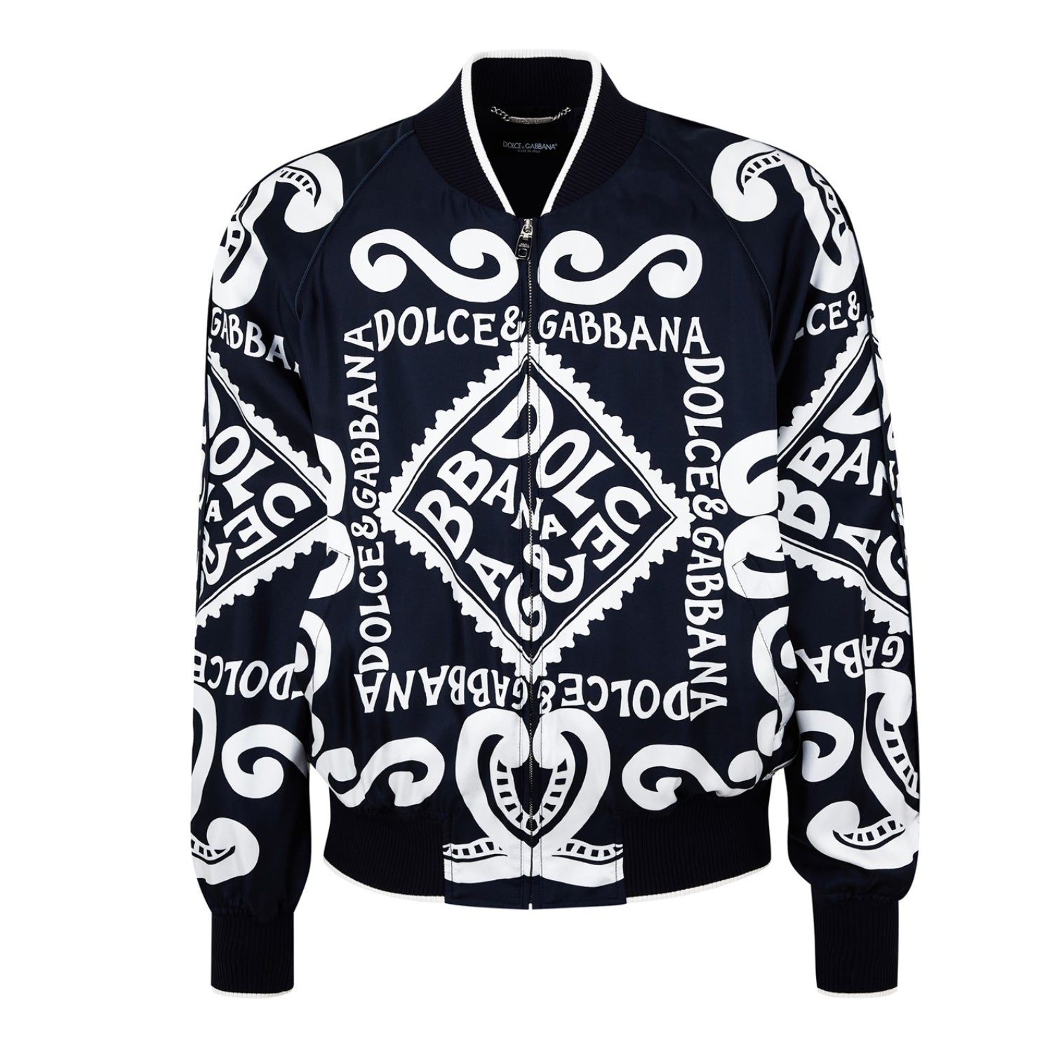 LUXURY HUB DOLCE AND GABBANA MARINA PRINT BOMBER JACKET