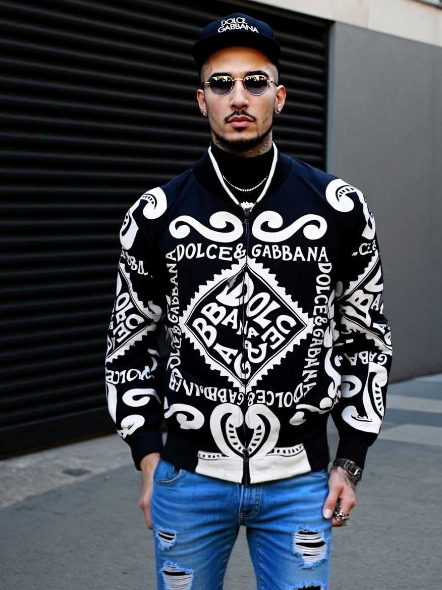 LUXURY HUB DOLCE AND GABBANA MARINA PRINT BOMBER JACKET