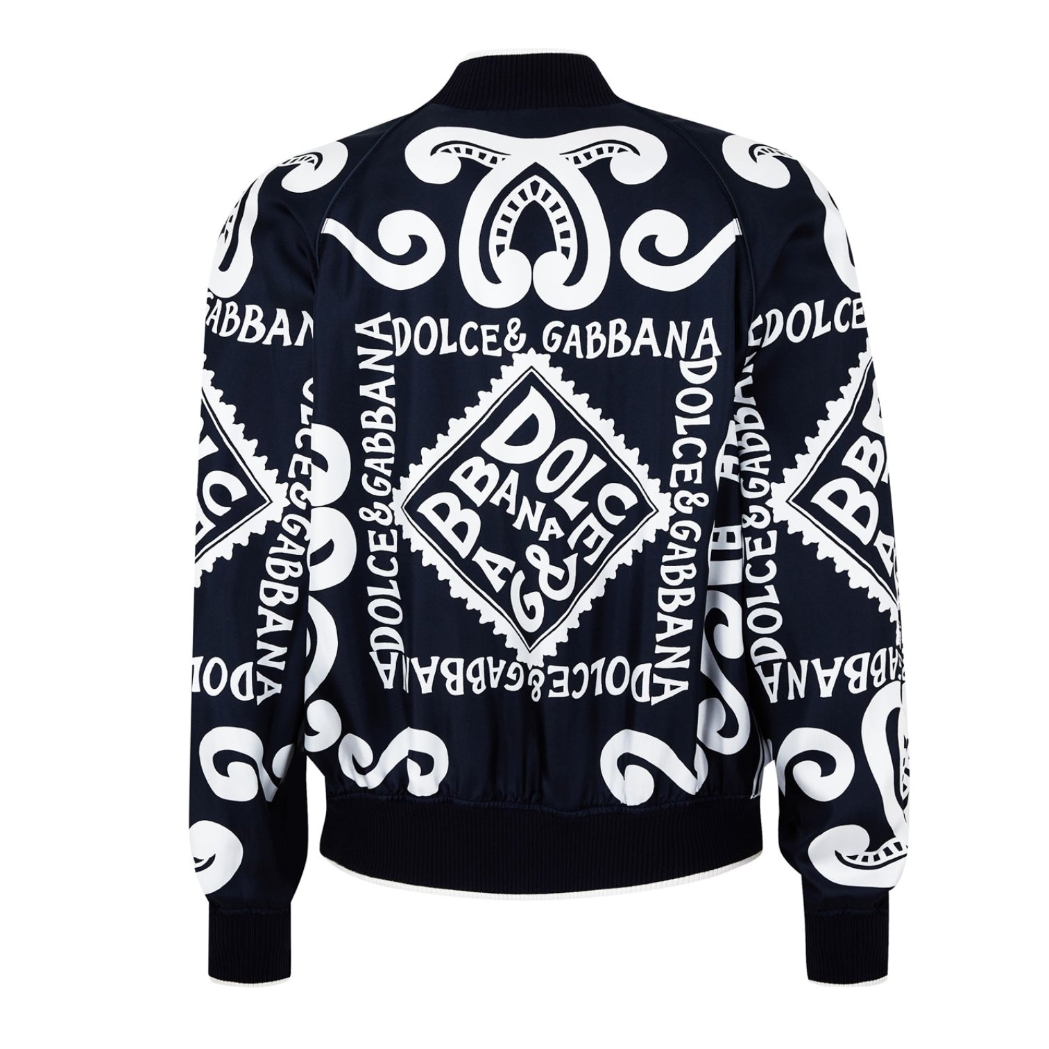 LUXURY HUB DOLCE AND GABBANA MARINA PRINT BOMBER JACKET