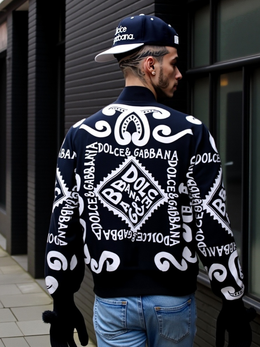 LUXURY HUB DOLCE AND GABBANA MARINA PRINT BOMBER JACKET