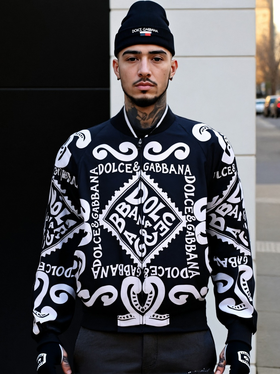 LUXURY HUB DOLCE AND GABBANA MARINA PRINT BOMBER JACKET