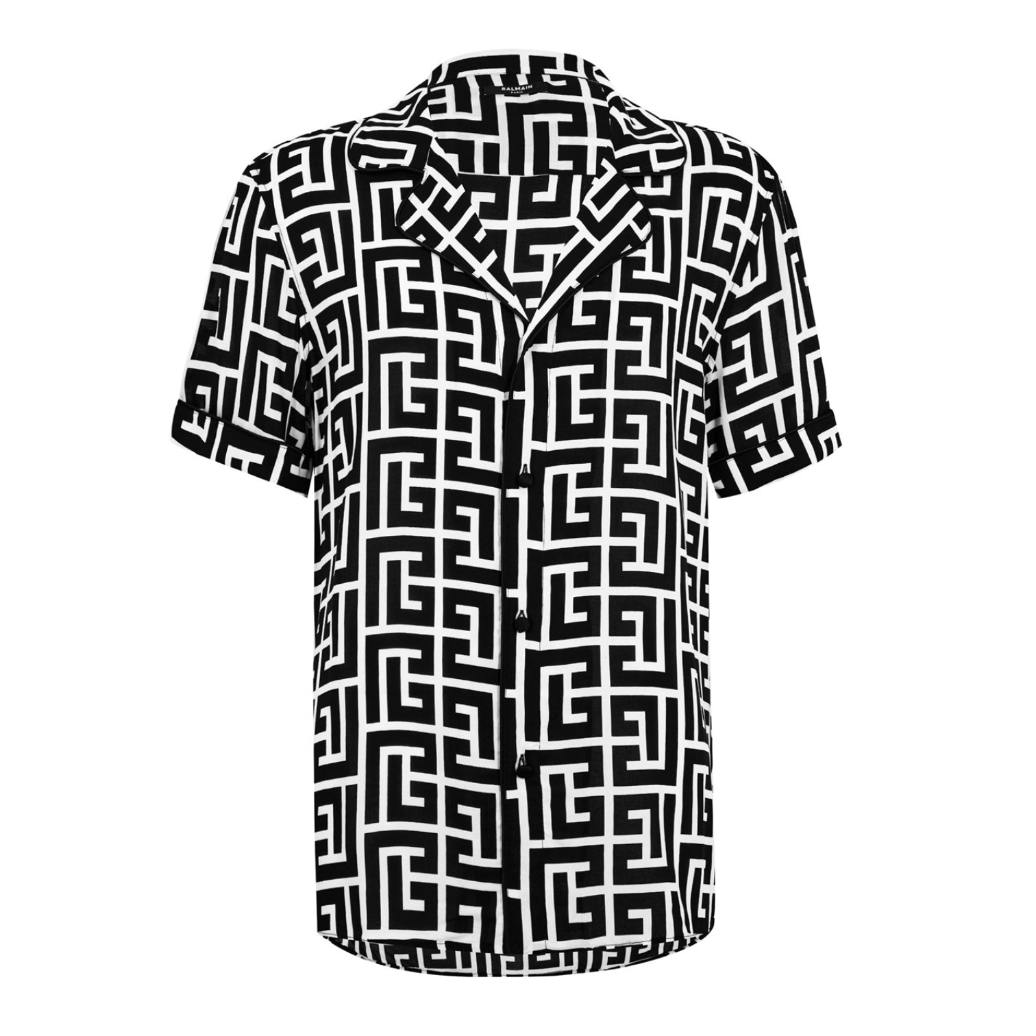 LUXURY HUB BALMAIN MONOGRAM PRINT FLOWING SHIRT