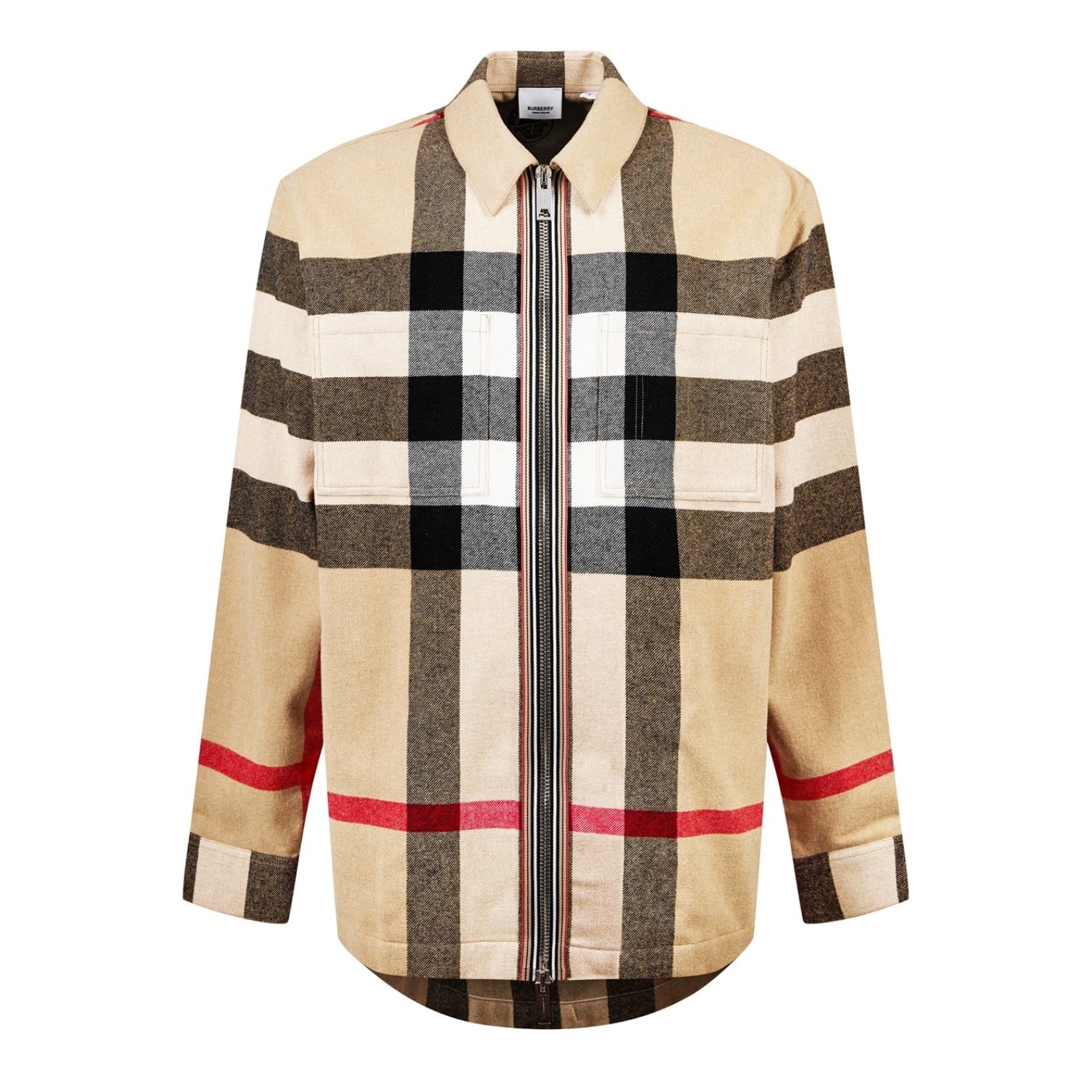 LUXURY HUB BURBERRY MEN'S HAGUE CHECK WOOL LONG SLEEVE OVERSIZED FIT OVERSHIRT