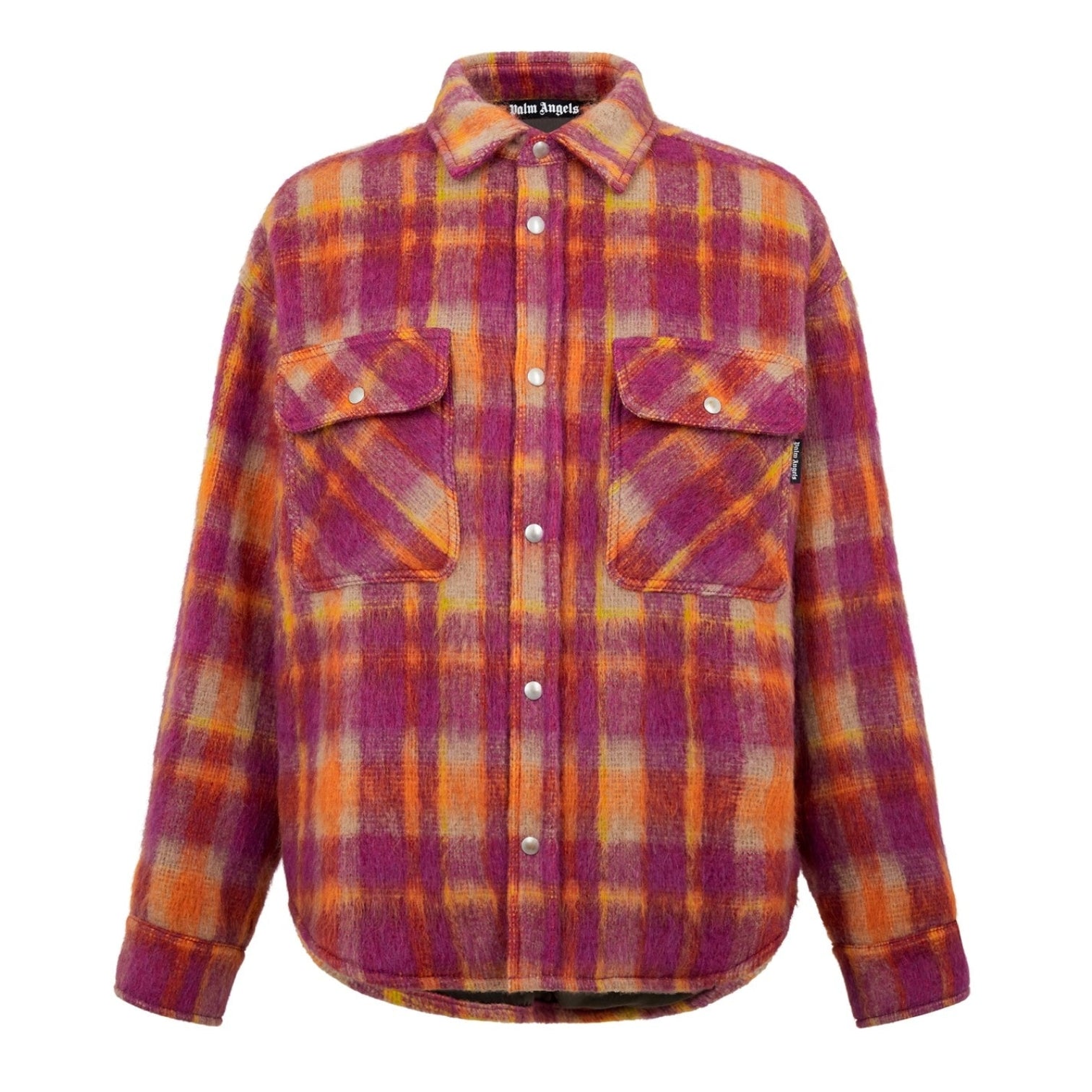 LUXURY HUB PALM ANGELS BRUSHED WOOL CHECK OVERSHIRT