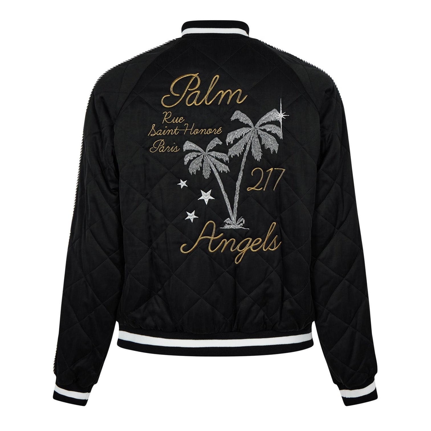 LUXURY HUB PALM ANGELS LOGO-EMBROIDERED QUILTED JACKET