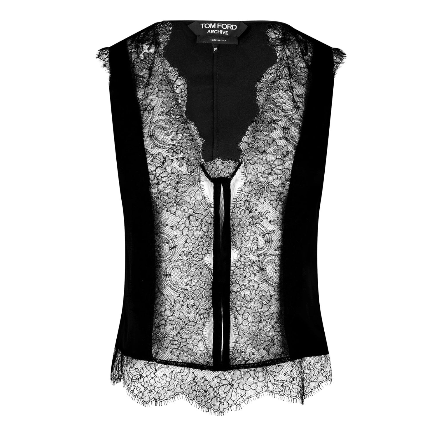 LUXURY HUB TOM FORD SILK SATIN LACE CAMISOLE TOP