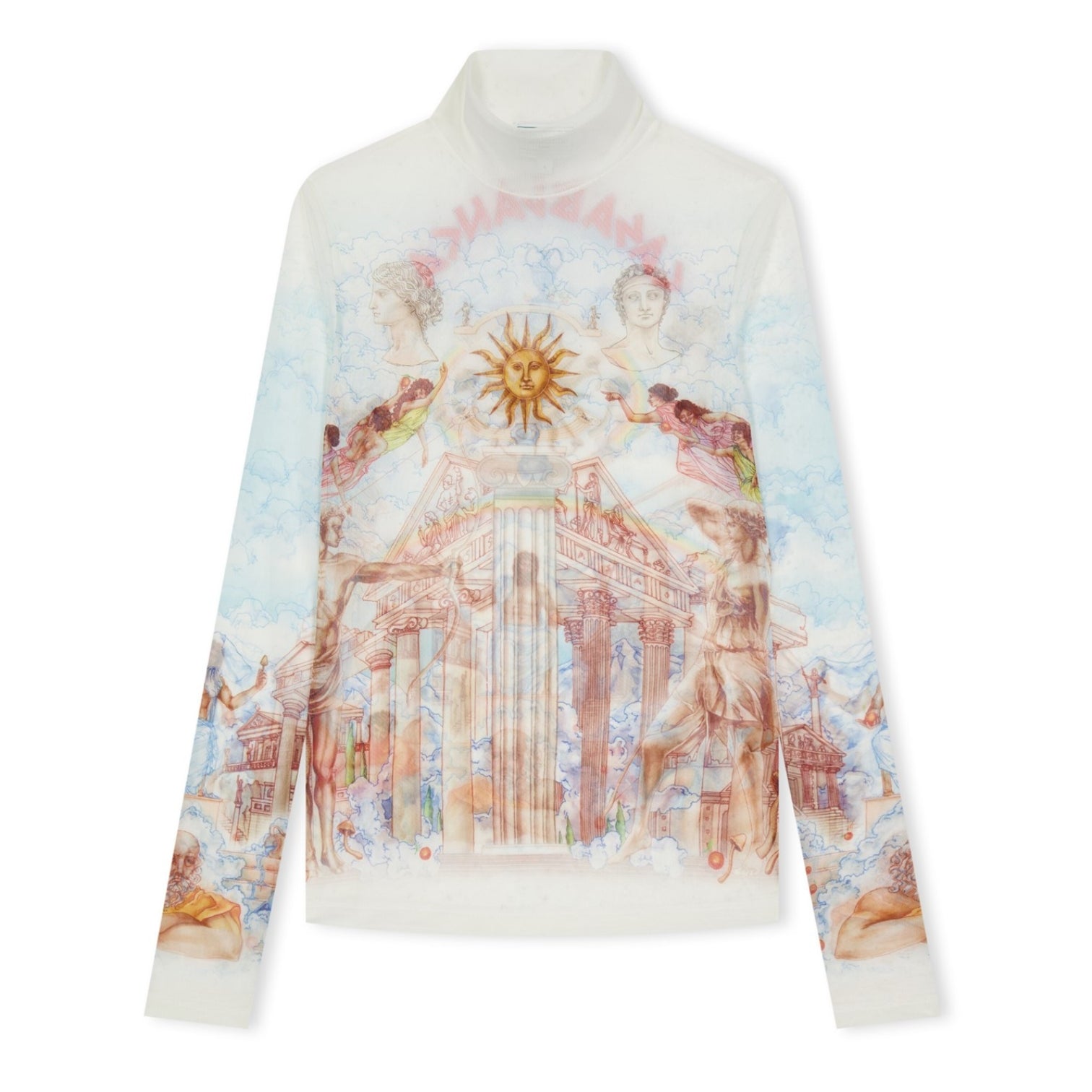 LUXURY HUB CASABLANCA LE TEMPLE DU SAVOIR PRINTED MESH TOP