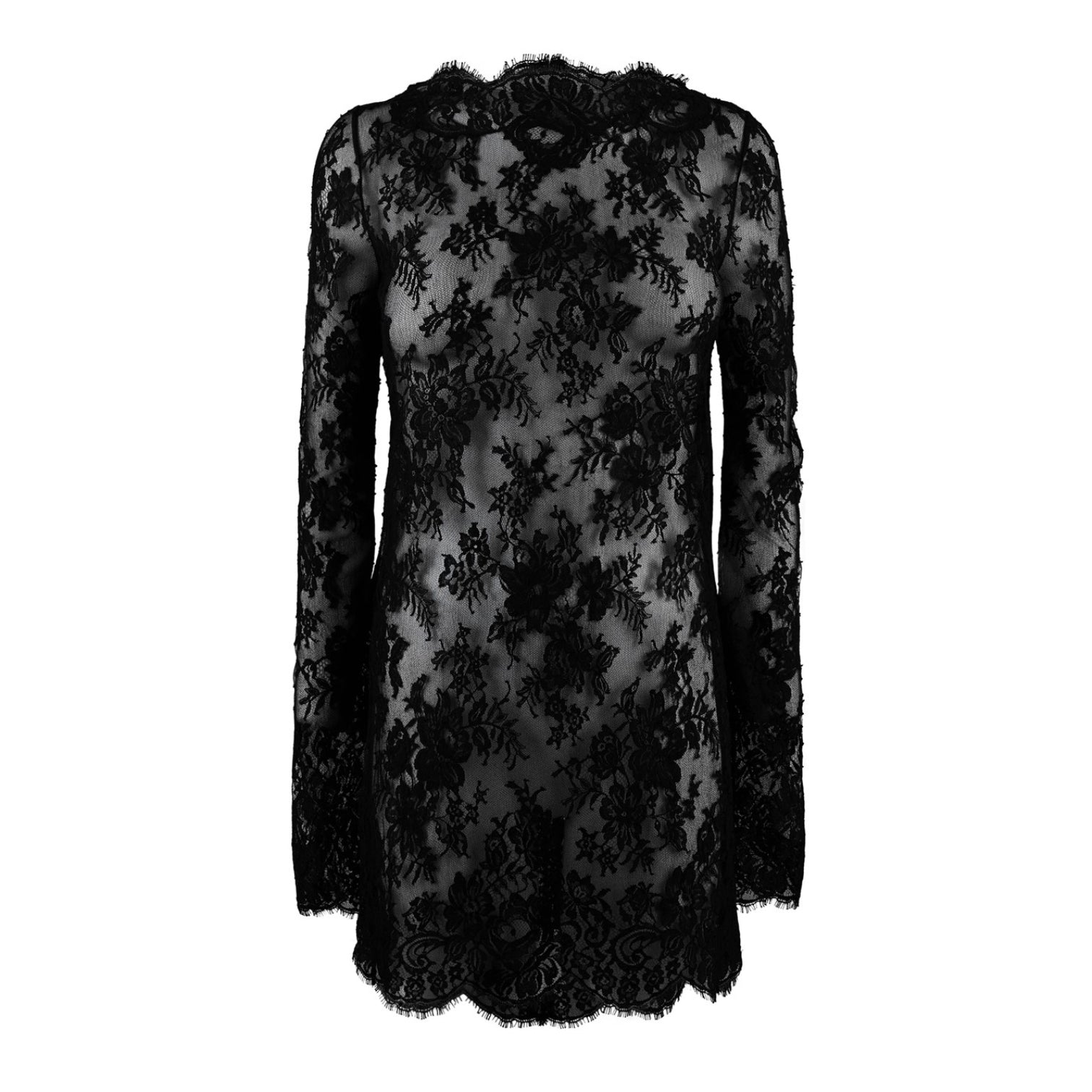 LUXURY HUB SAINT LAURENT LONG SLEEVE DRESS IN CHANTILLY LACE