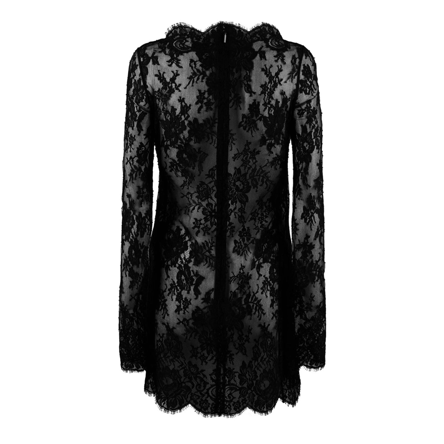 LUXURY HUB SAINT LAURENT LONG SLEEVE DRESS IN CHANTILLY LACE