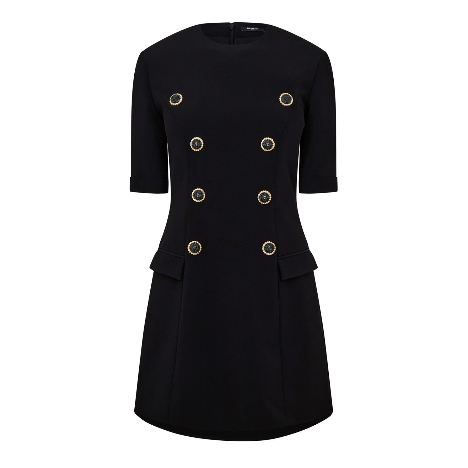 LUXURY HUB BALMAIN BUTTONED CREPE DRESS