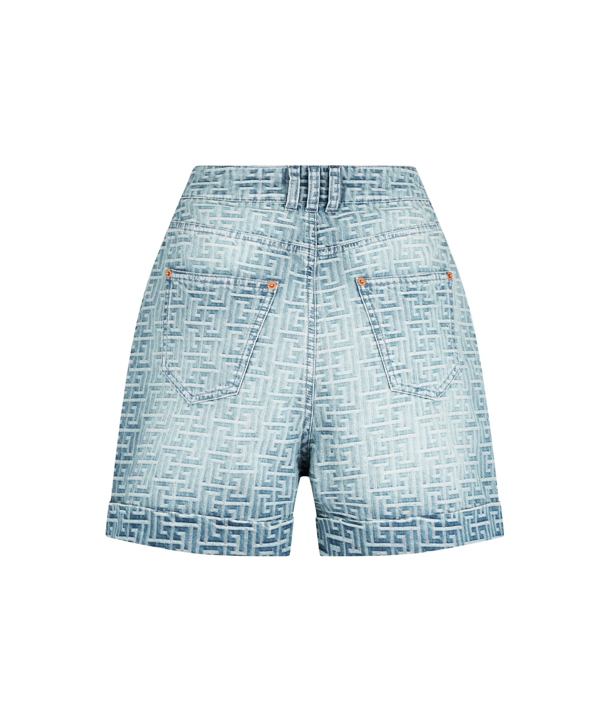 LUXURY HUB BALMAIN MONOGRAM DENIM SHORTS