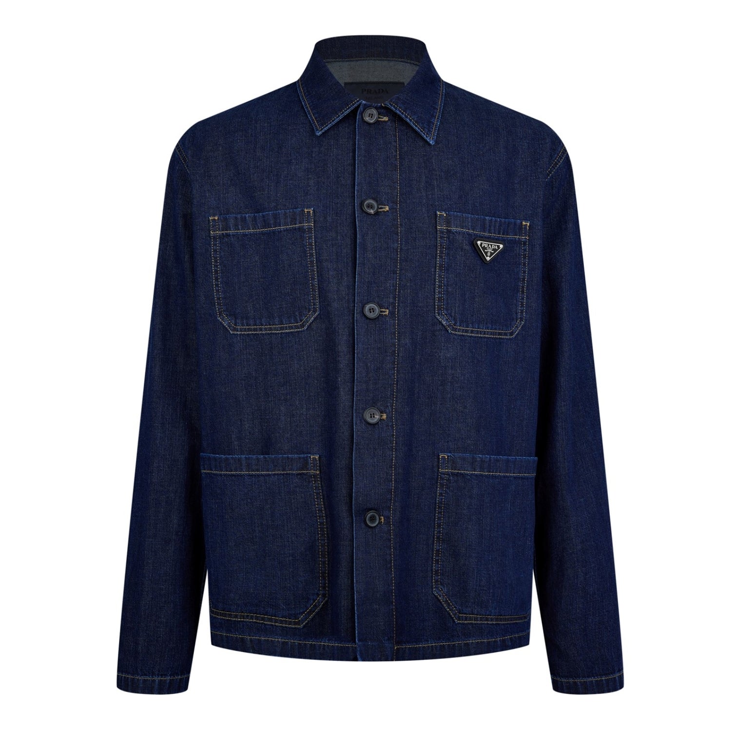 LUXURY HUB PRADA TRIANGLE LOGO DENIM OVERSHIRT