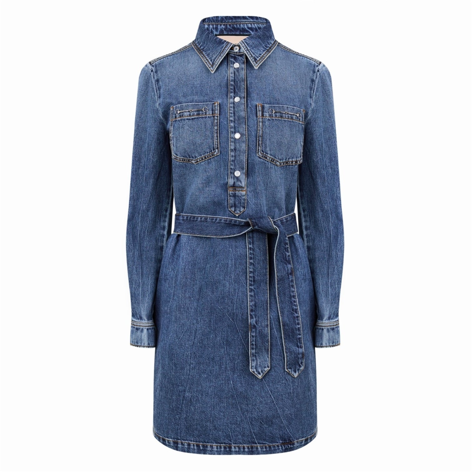 LUXURY HUB GUCCI ORGANIC DENIM HORSEBIT DRESS