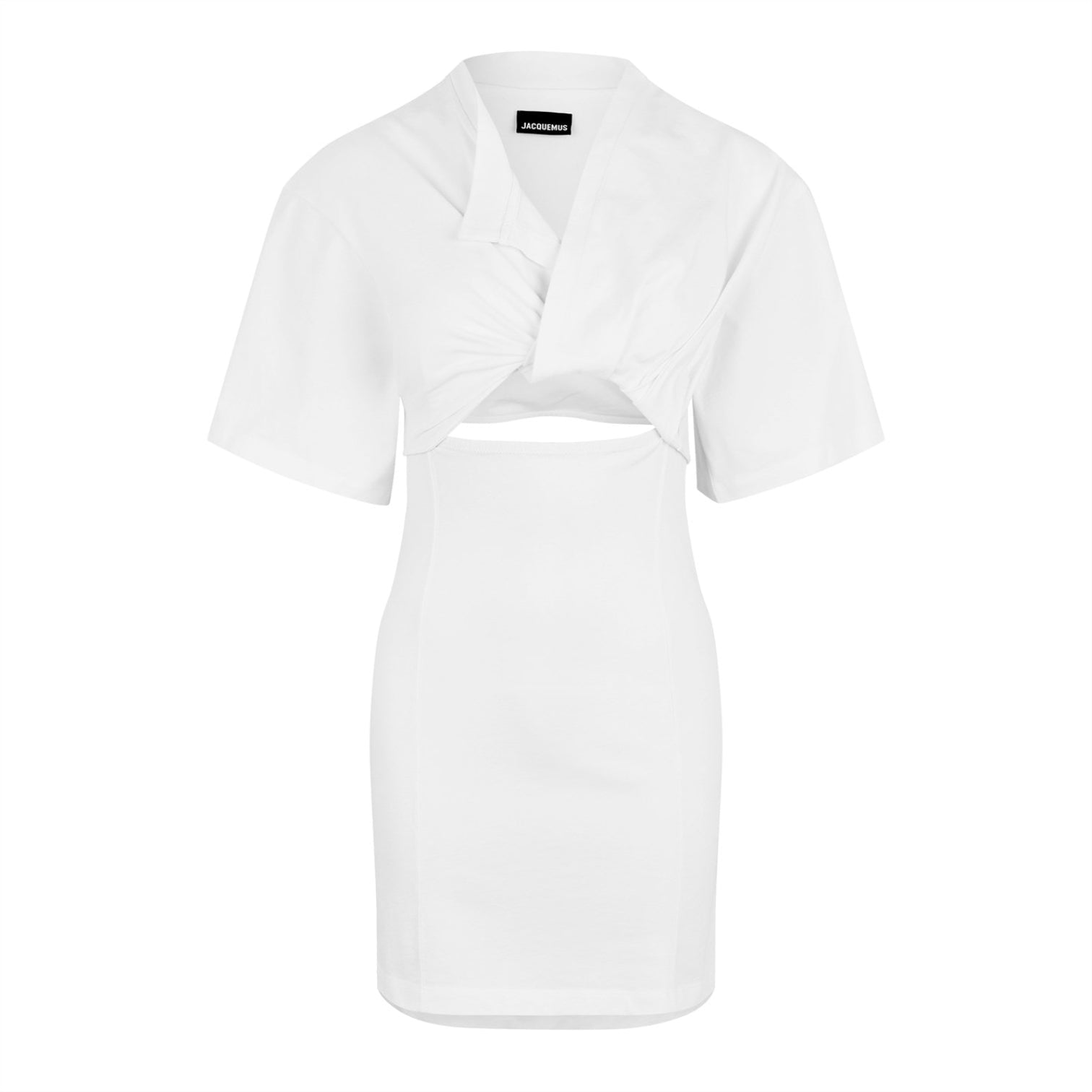 LUXURY HUB JACQUEMUS LA TWISTED BAHIA T-SHIRT MINI DRESS