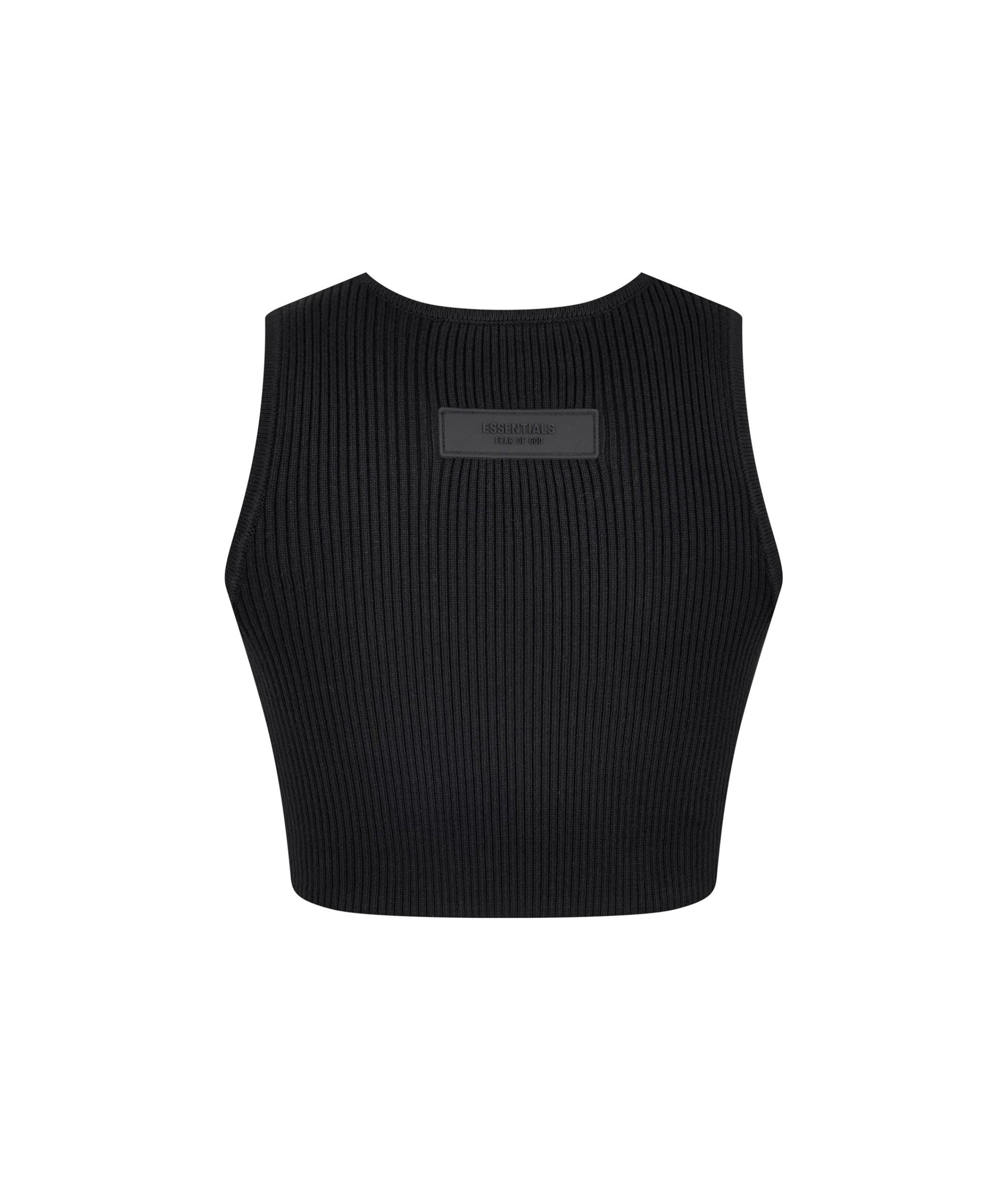 LUXURY HUB FEAR OF GOD ESSENTIALS LOGO PATCH RIBBED CROP TOP