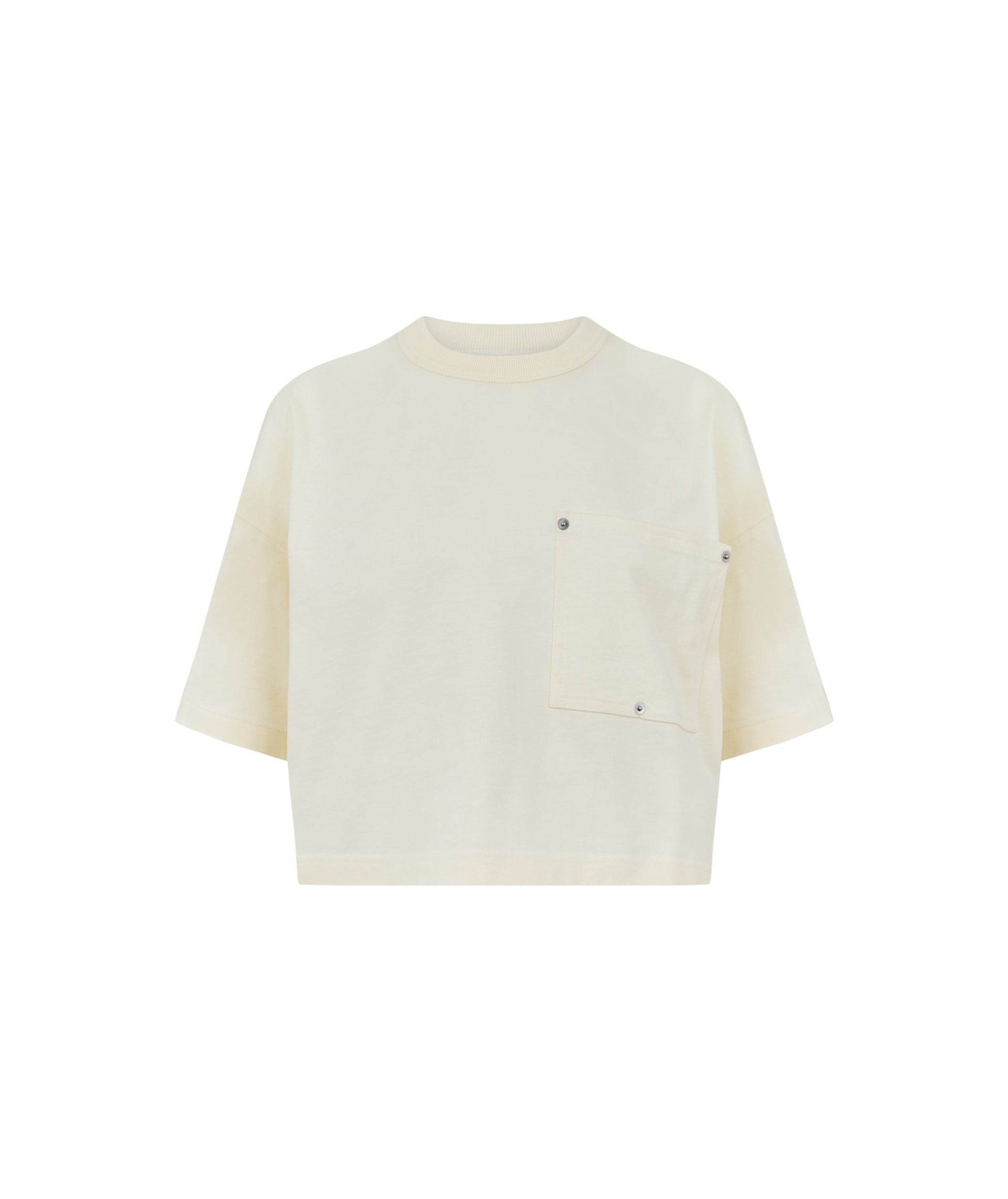 LUXURY HUB BOTTEGA VENETA JERSEY CROPPED T-SHIRT WITH V POCKET