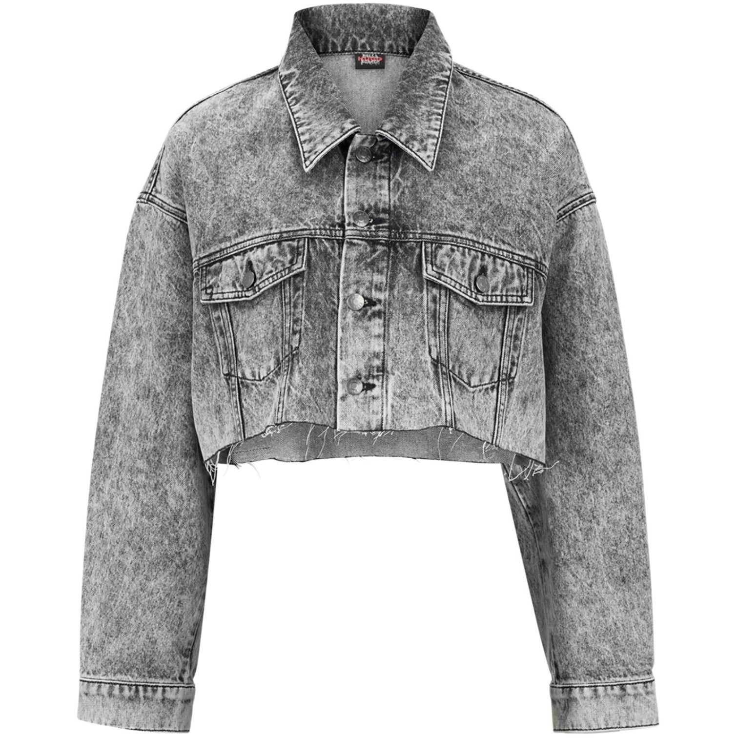 LUXURY HUB HUGO X BELLA POARCH CROPPED RELAXED FIT DENIM JACKET