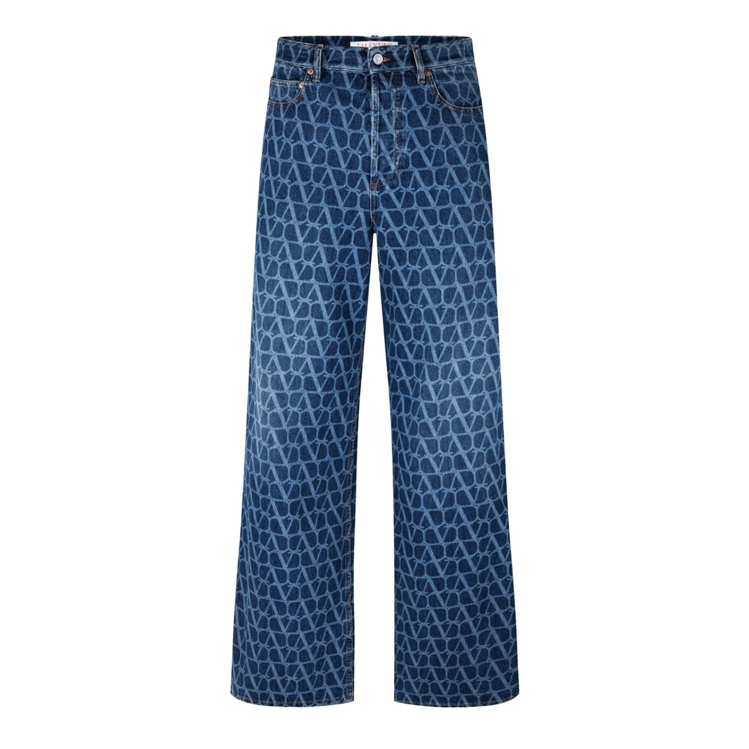 LUXURY HUB VALENTINO TOILE ICONOGRAPHE PATTERN DENIM JEANS