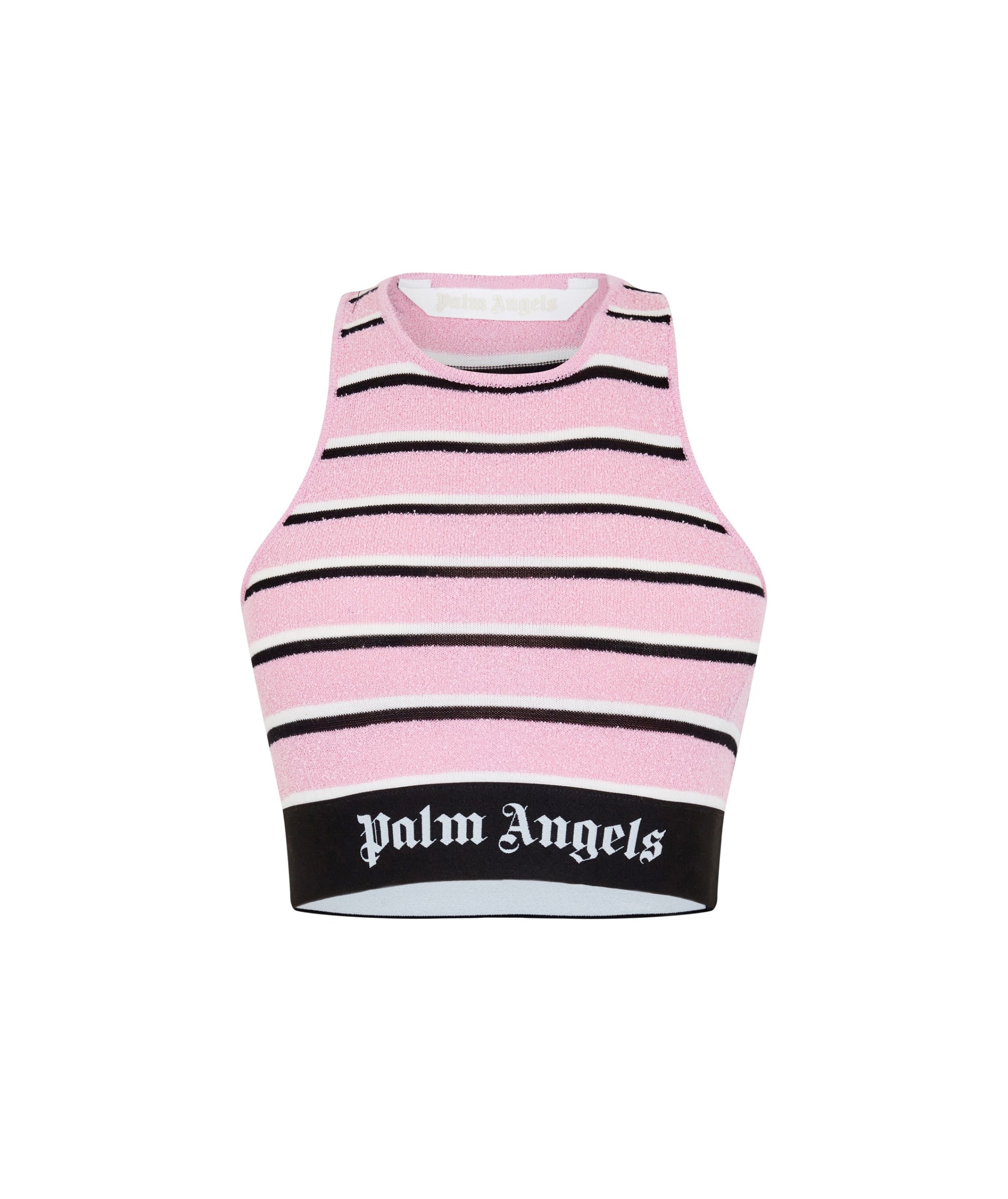 LUXURY HUB PALM ANGELS STRIPED KNIT LOGO TOP