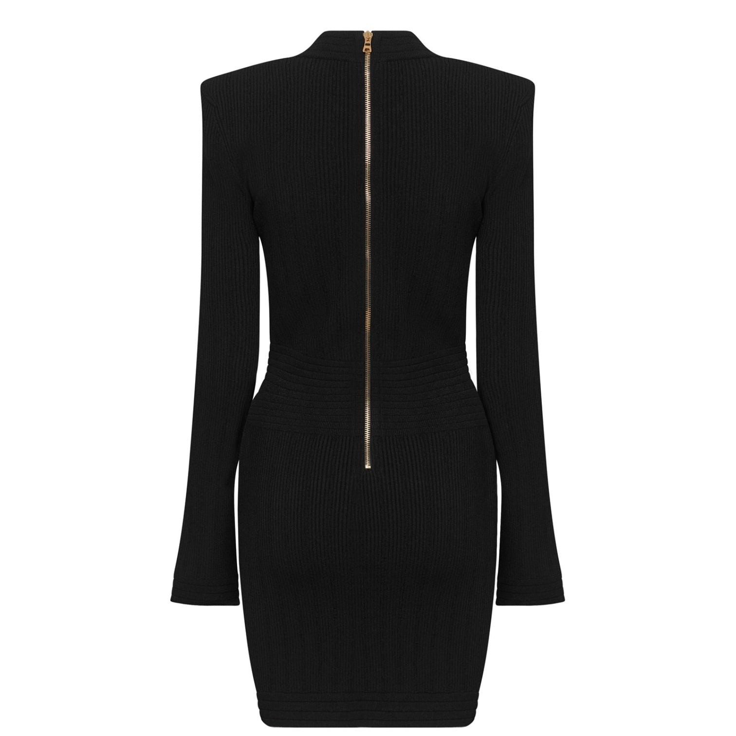 LUXURY HUB BALMAIN KNITTED GOLD BUTTON DRESS