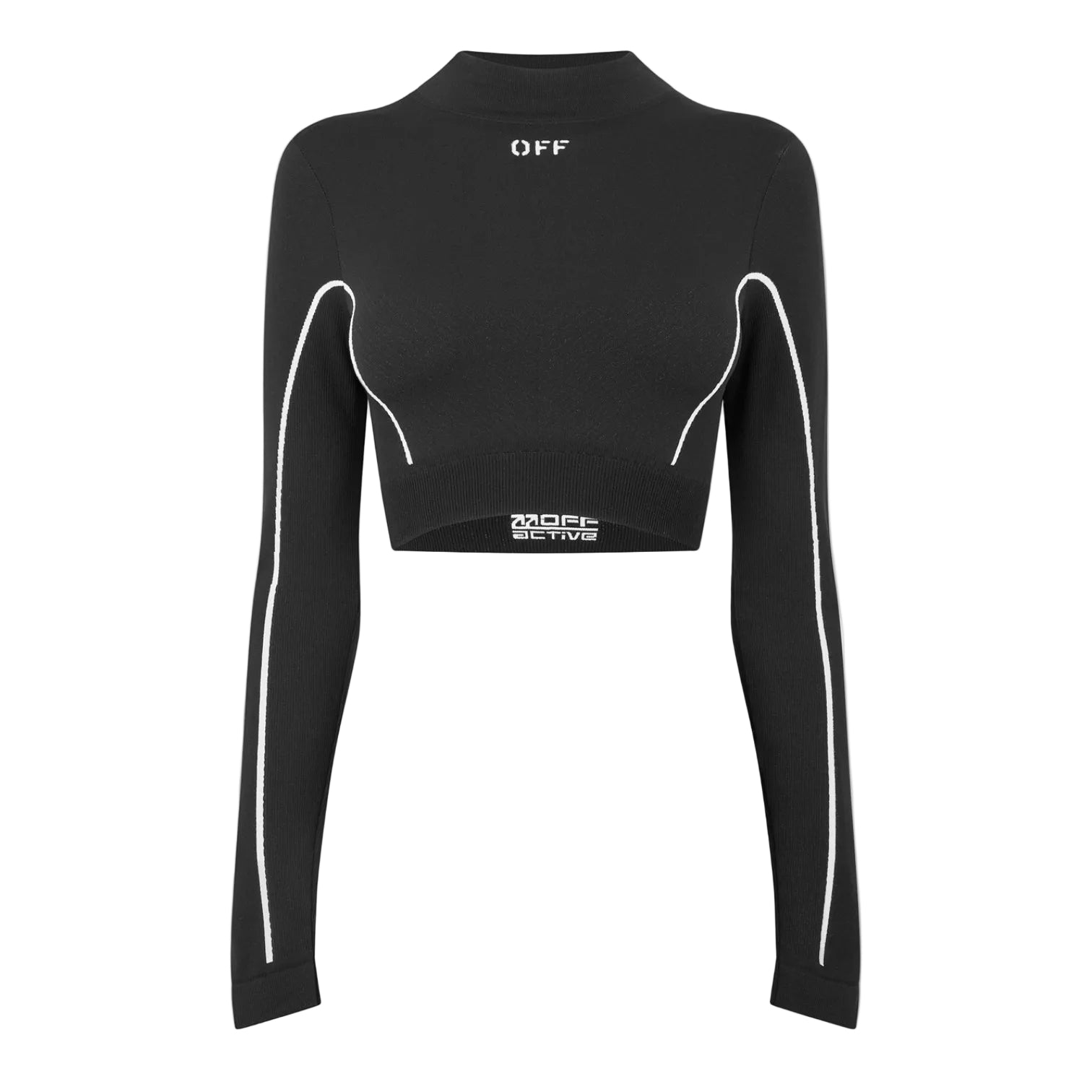 LUXURY HUB OFF WHITE WOMEN'S SEAMLESS LONG SLEEVE CROP TOP
