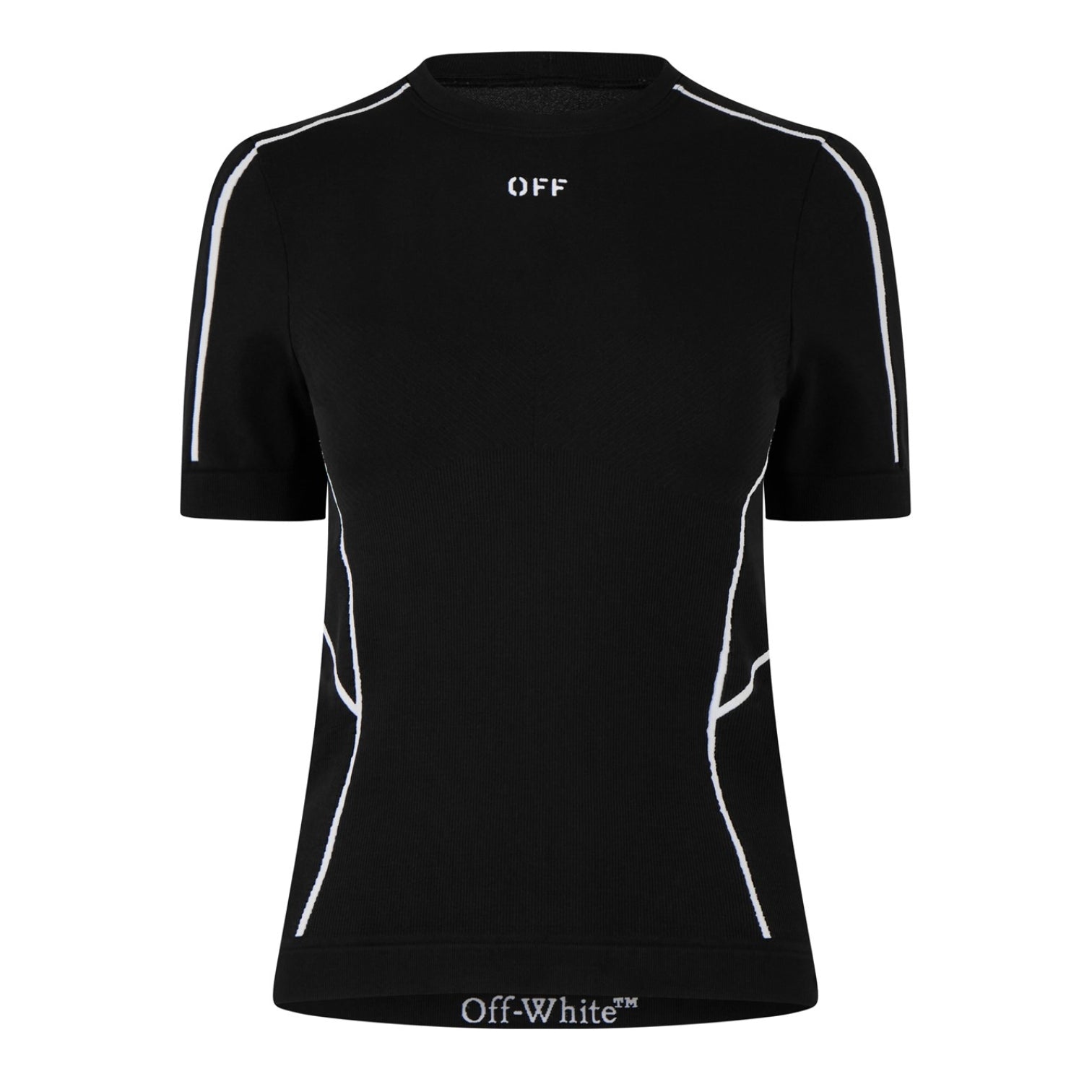 LUXURY HUB OFF WHITE WOMEN'S SEAMLESS STRETCH SHORT SLEEVE SLIM FIT T-SHIRT