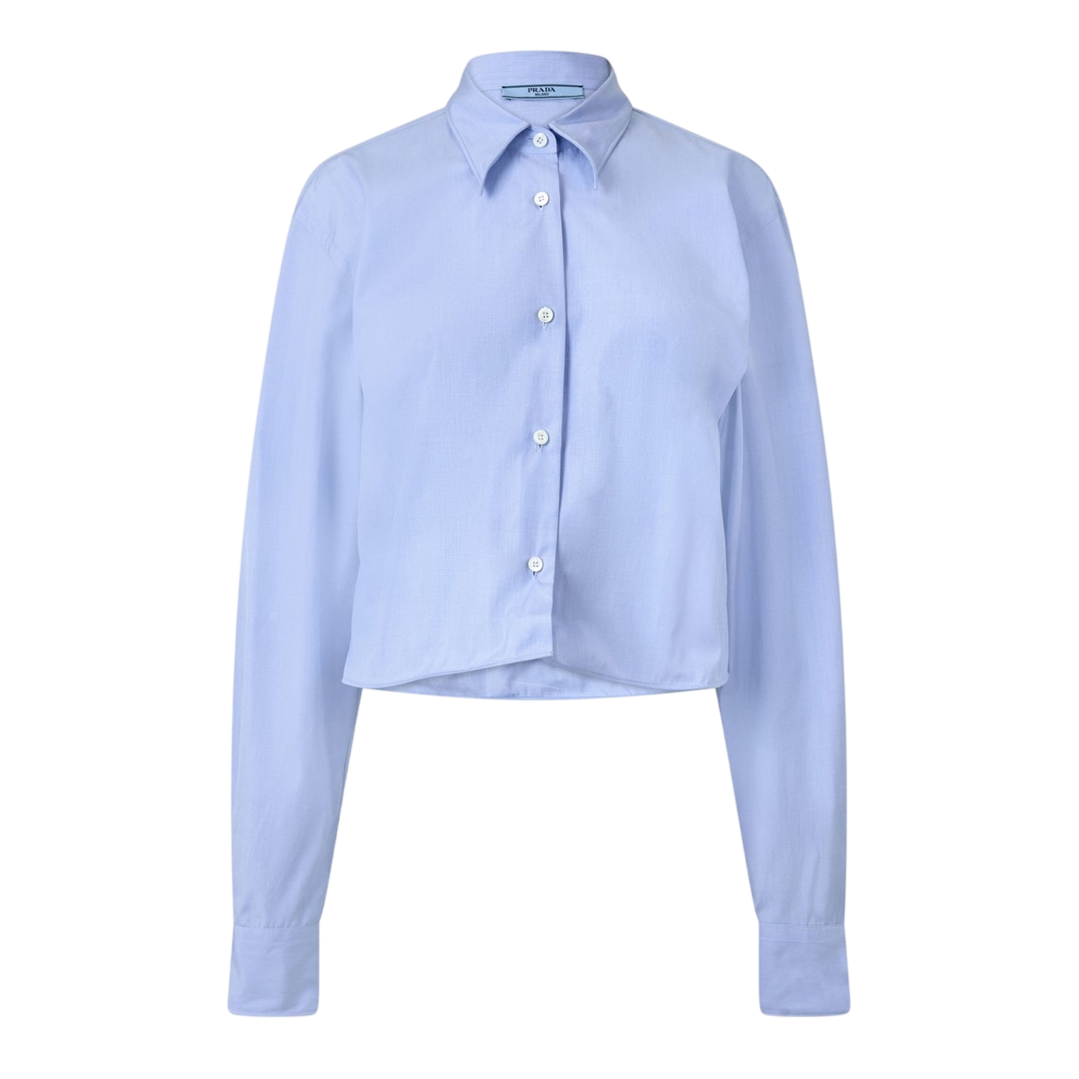LUXURY HUB PRADA WOMEN'S CROPPED SHORT SLEEVE OXFORD SHIRT