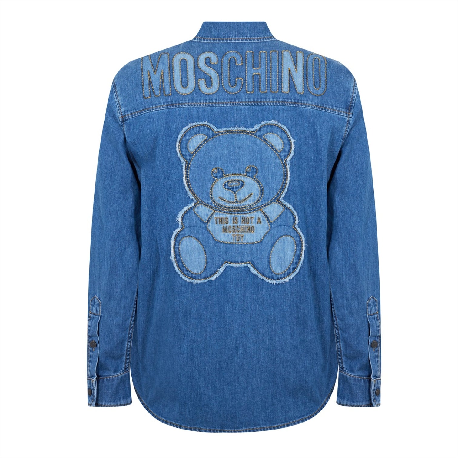 LUXURY HUB MOSCHINO TEDDY BEAR PRINT DENIM SHIRT