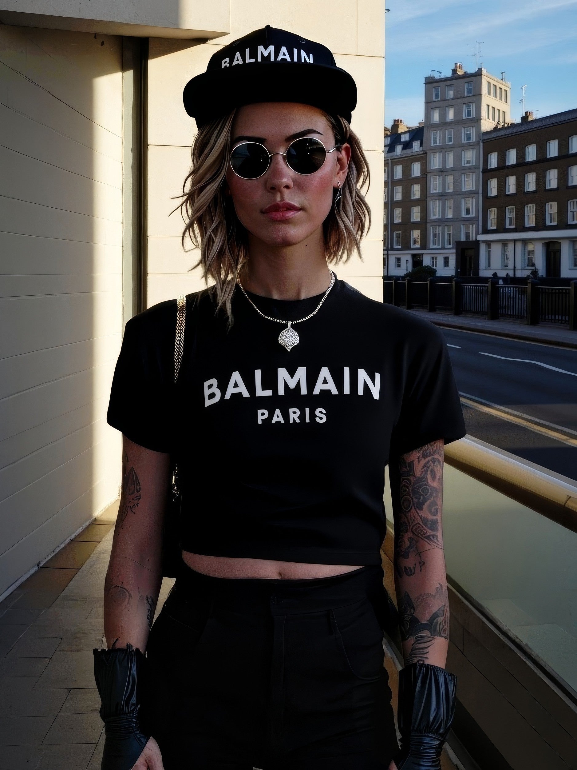 LUXURY HUB BALMAIN CROPPED LOGO TOP