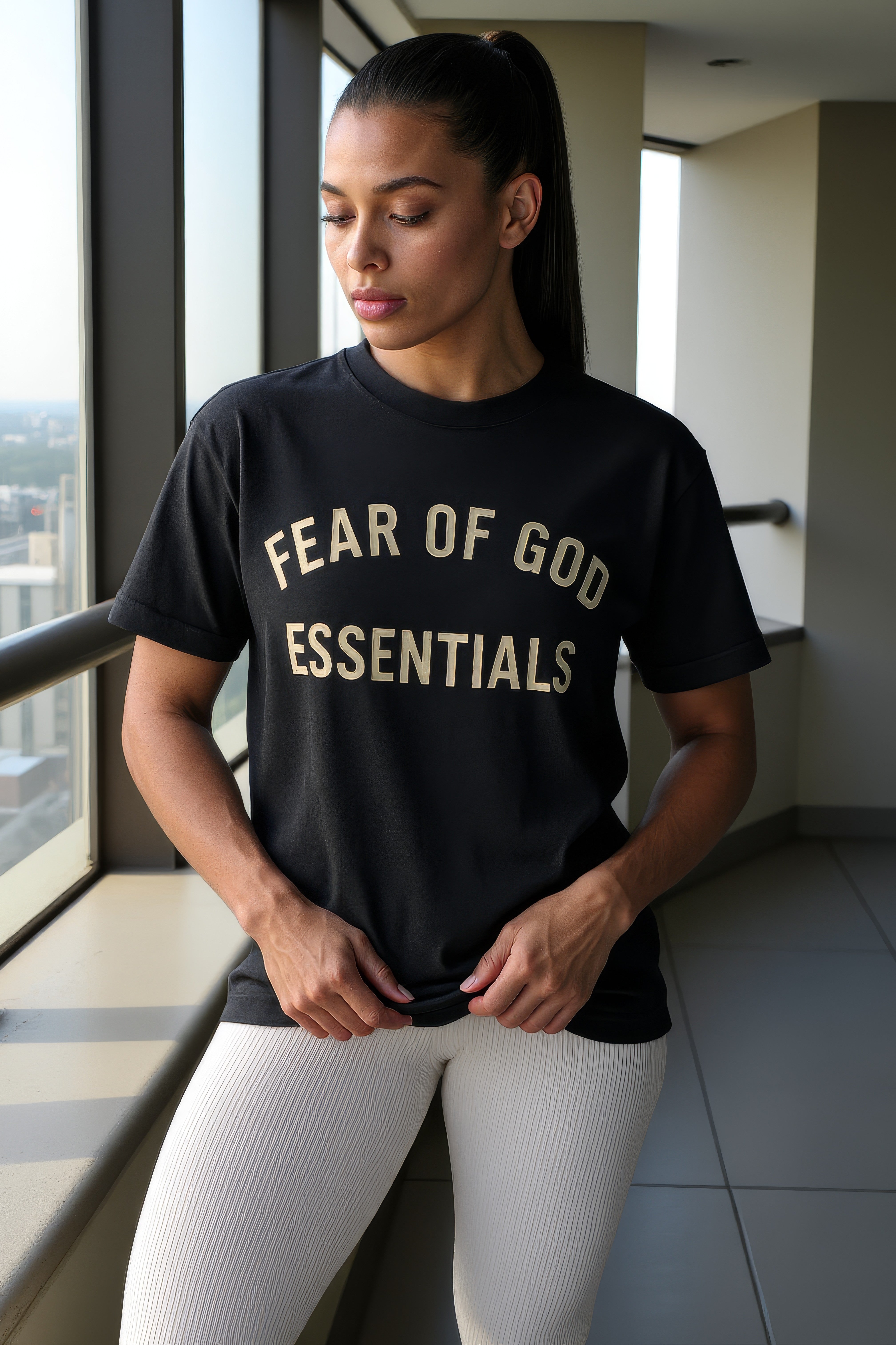LUXURY HUB FEAR OF GOD ESSENTIALS TRI-BLEND CREWNECK TEE