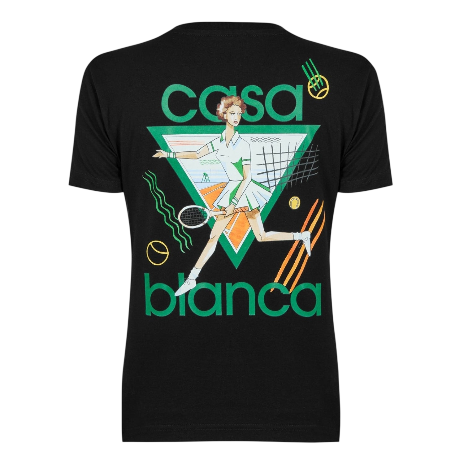 LUXURY HUB CASABLANCA WOMEN'S LOGO COTTON CROPPED TENNIS T-SHIRT